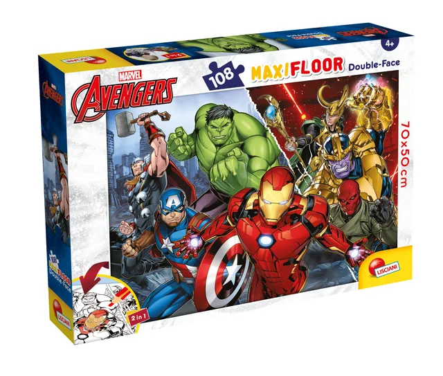 Lisciani Marvel Maxi Floor 108 Avengers puzzle bambini bifacciale