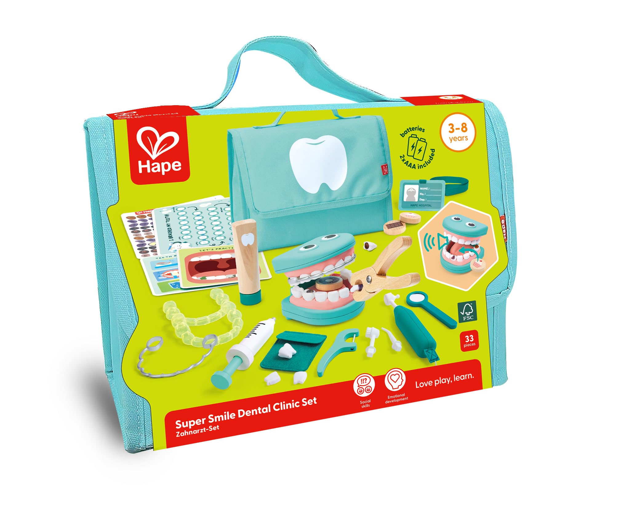 Hape Kit Dentista gioco di ruolo 8 denti interattivo