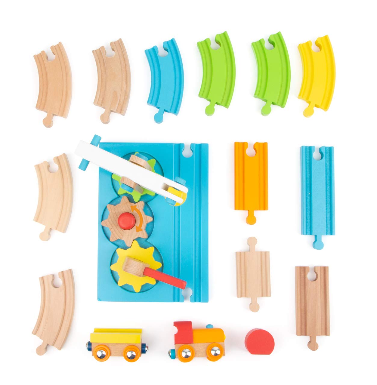 smallfoot 11494 treno in legno con gru 16 pezzi