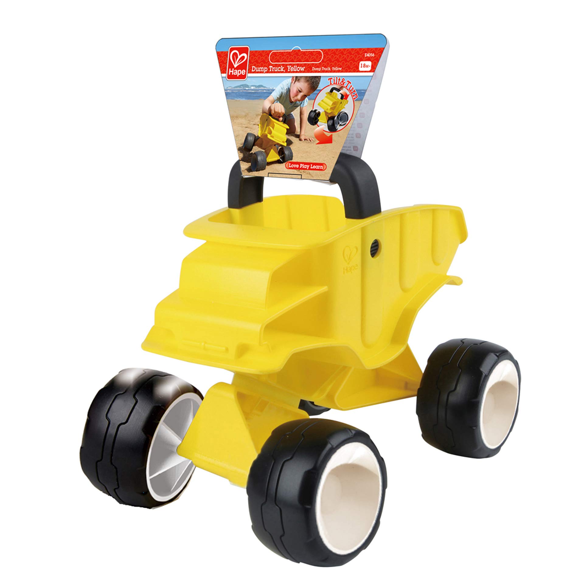 Hape Autocarro Giallo camion ribaltabile spiaggia ruote gomma