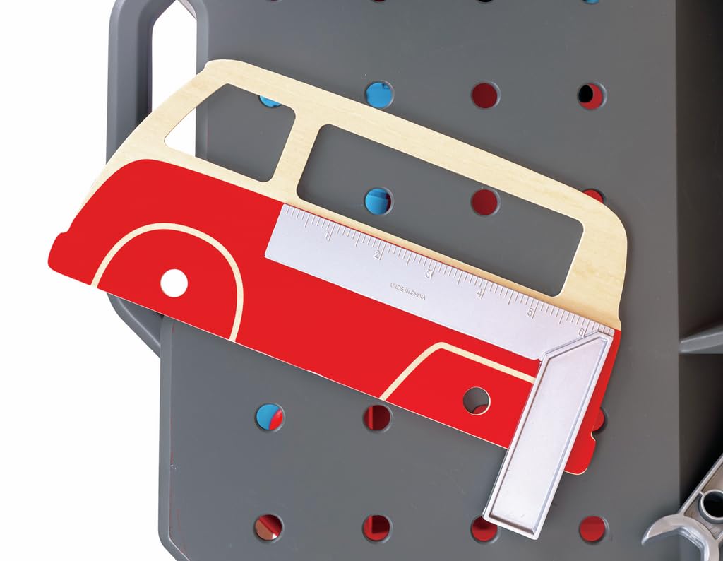 Hape Junior Inventor E3036 banco lavoro officina 71 pezzi