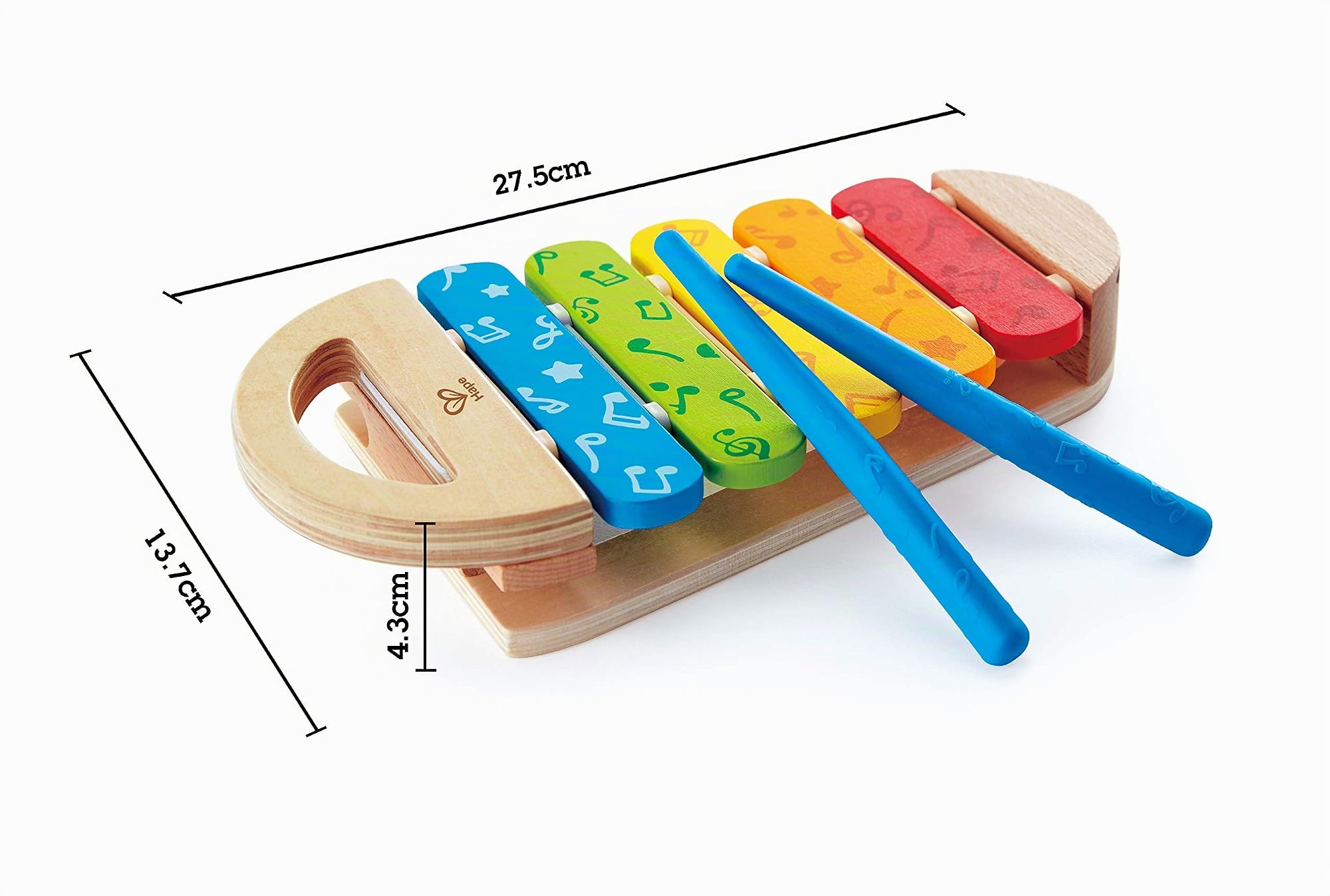 Hape arcobaleno xilofono legno 5 note con bacchette