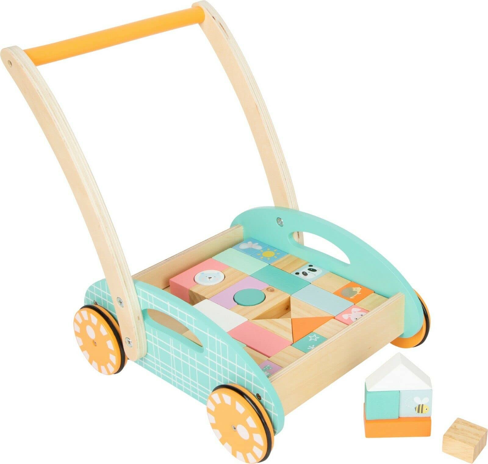 small foot 11766 carrello primipassi legno pastello 34 pezzi