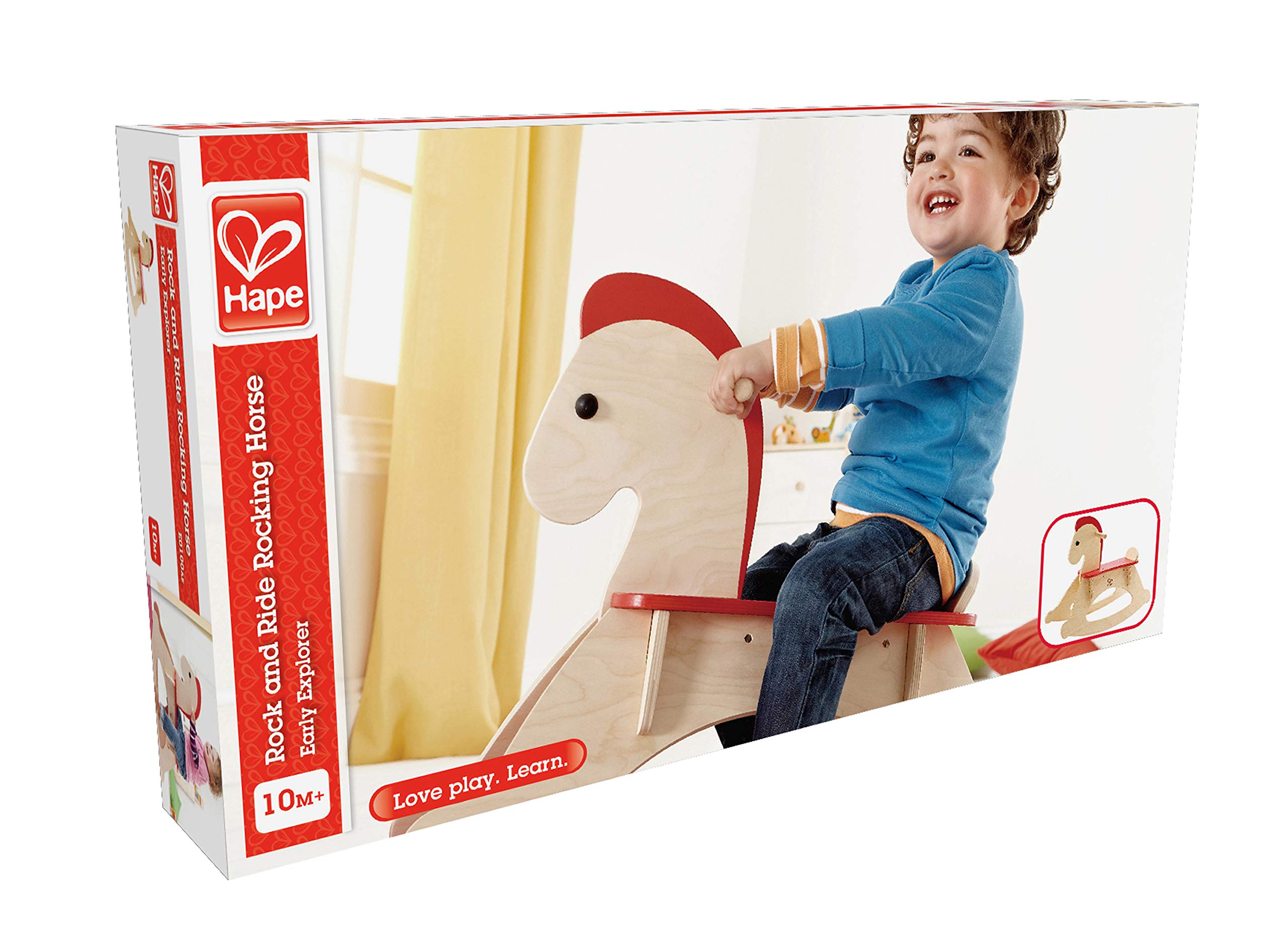 Hape E0100 cavallo a dondolo in legno con schienale