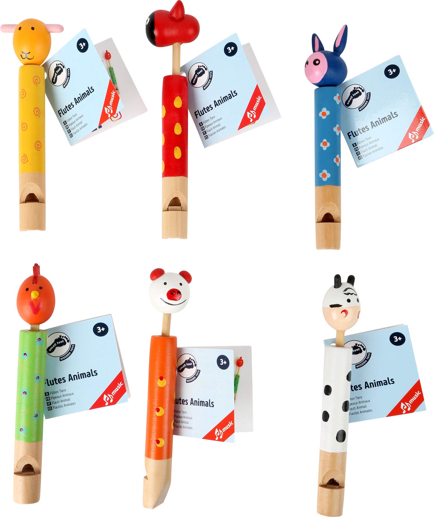 smallfoot Fischietti Animali legno set 6 pezzi suono variabile