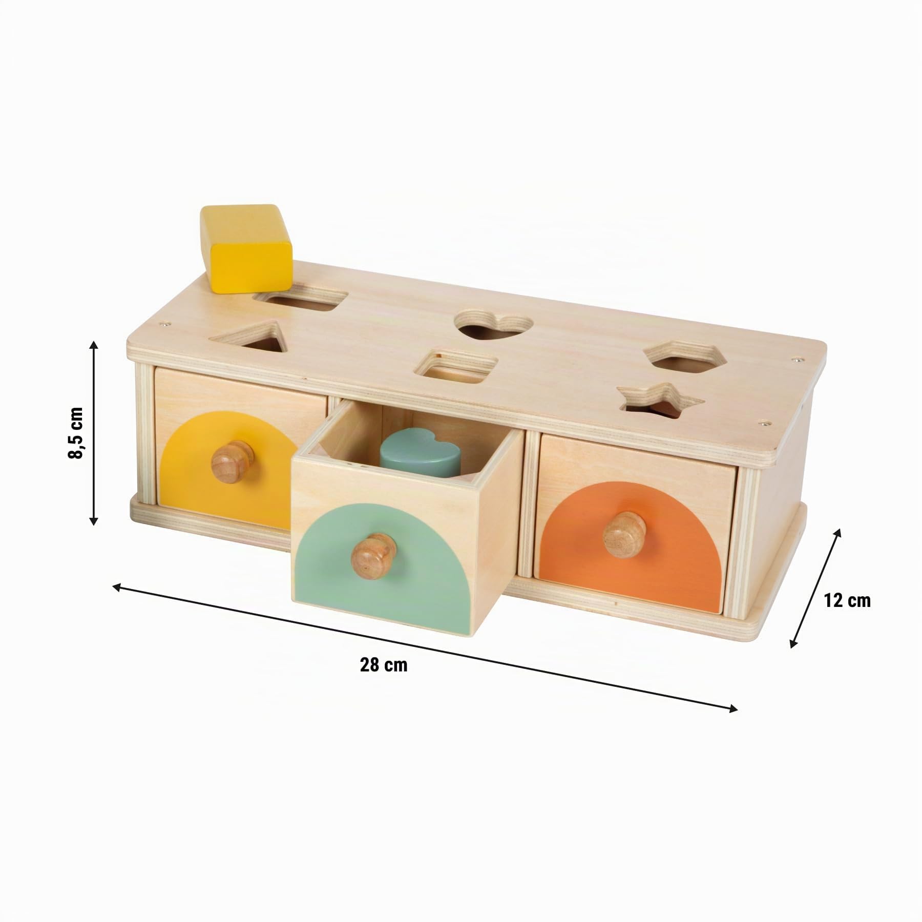 smallfoot Montessori 12746 scatola incastri legno 3 cassetti