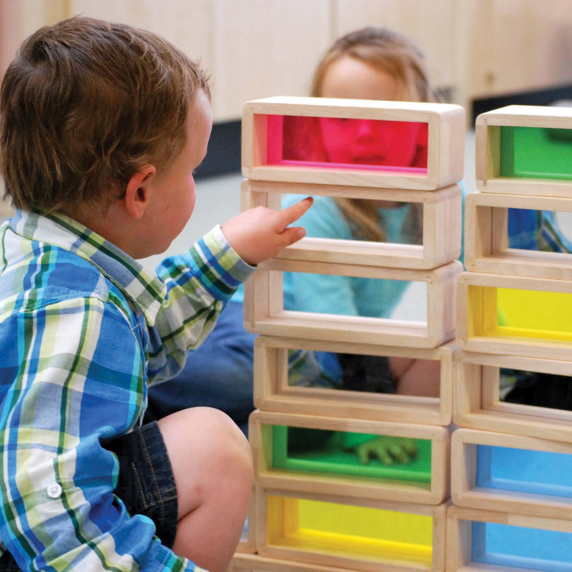Tickit Rainbow Bricks mattoncini legno 36 pezzi sensoriali