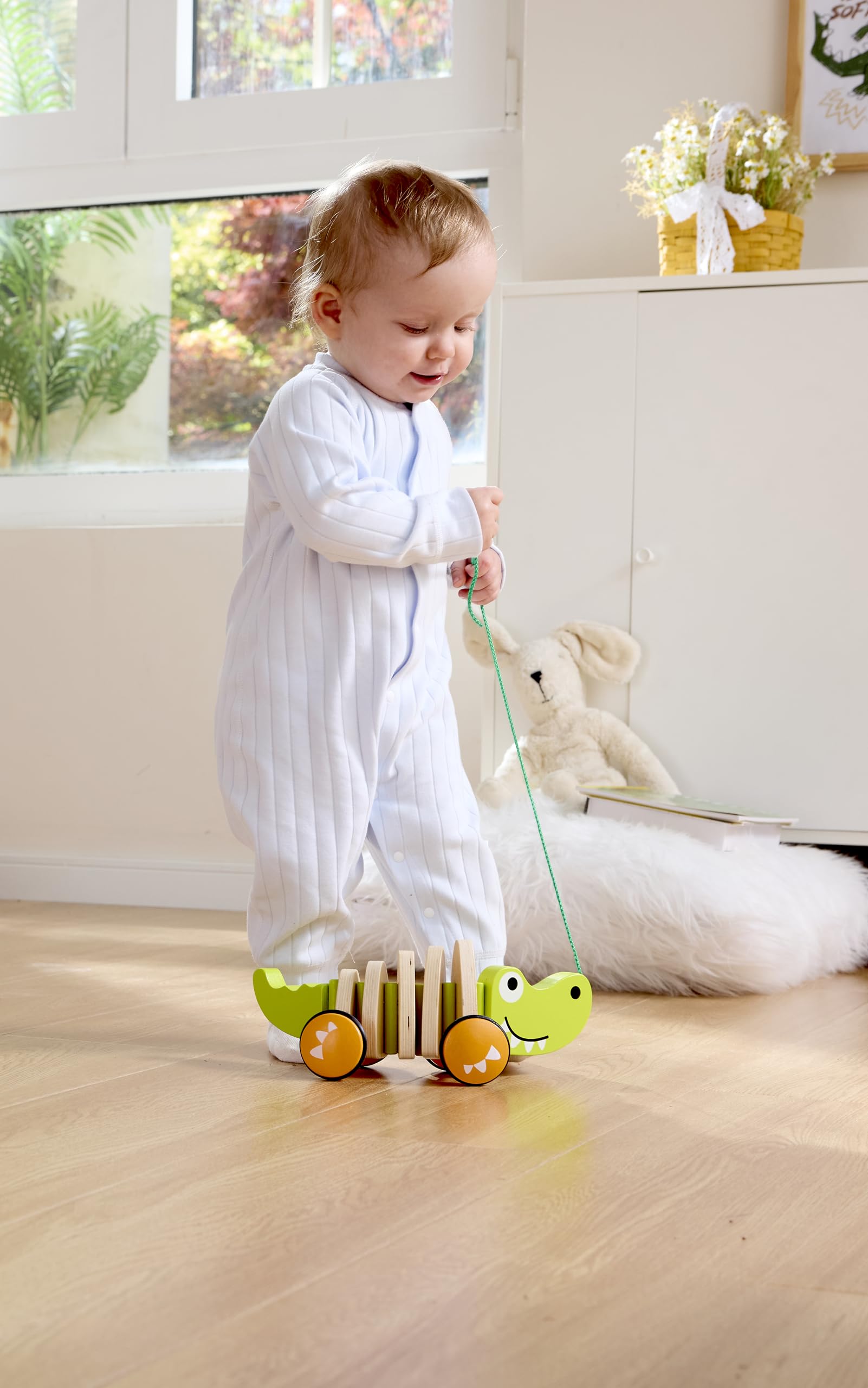 Hape E0348 Coccodrillo gioco trainabile in legno