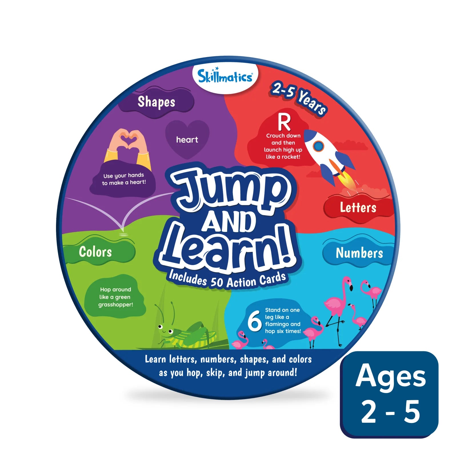 Skillmatics Jump and Learn flashcard 50 carte 2-5 anni
