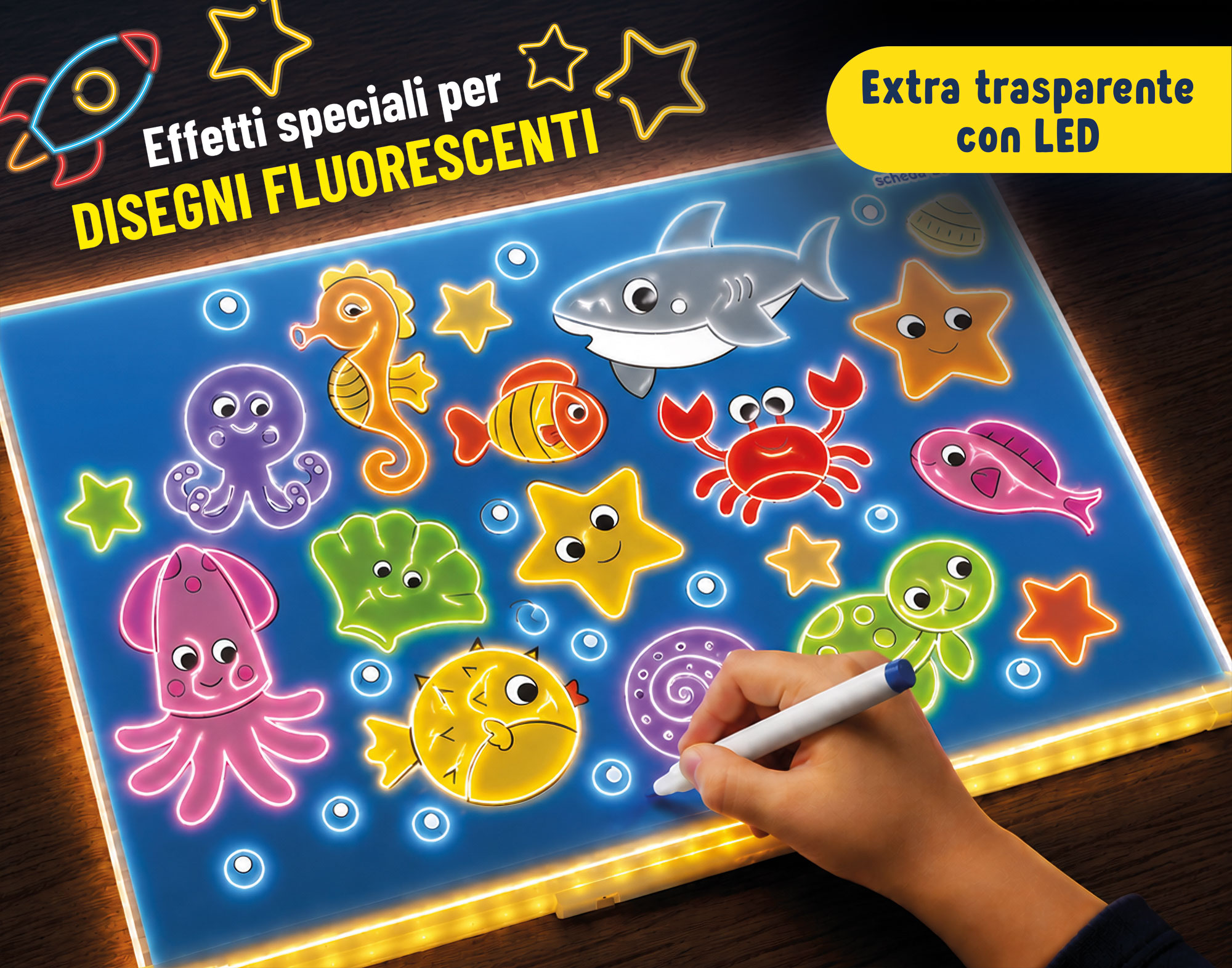 Lisciani Carotina Luminous Pad lavagna trasparente fluo
