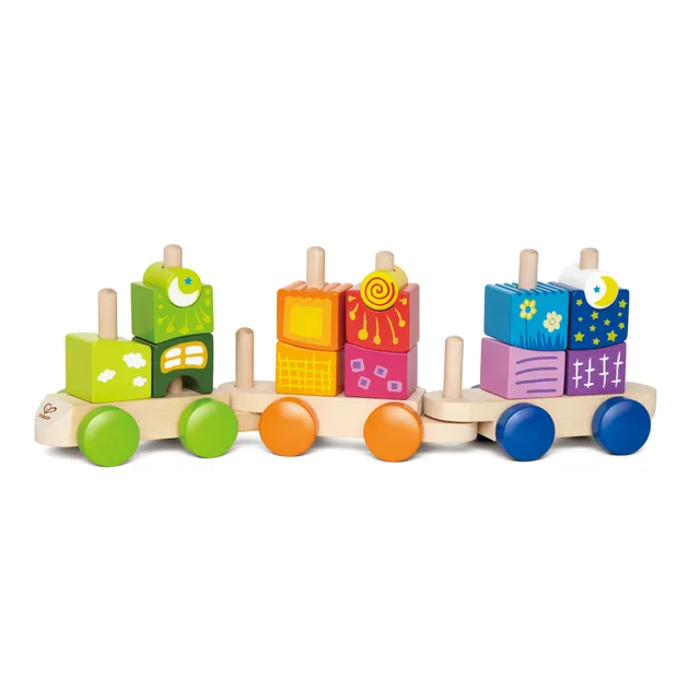 Hape E0417 treno blocchi legno 17 pezzi arcobaleno