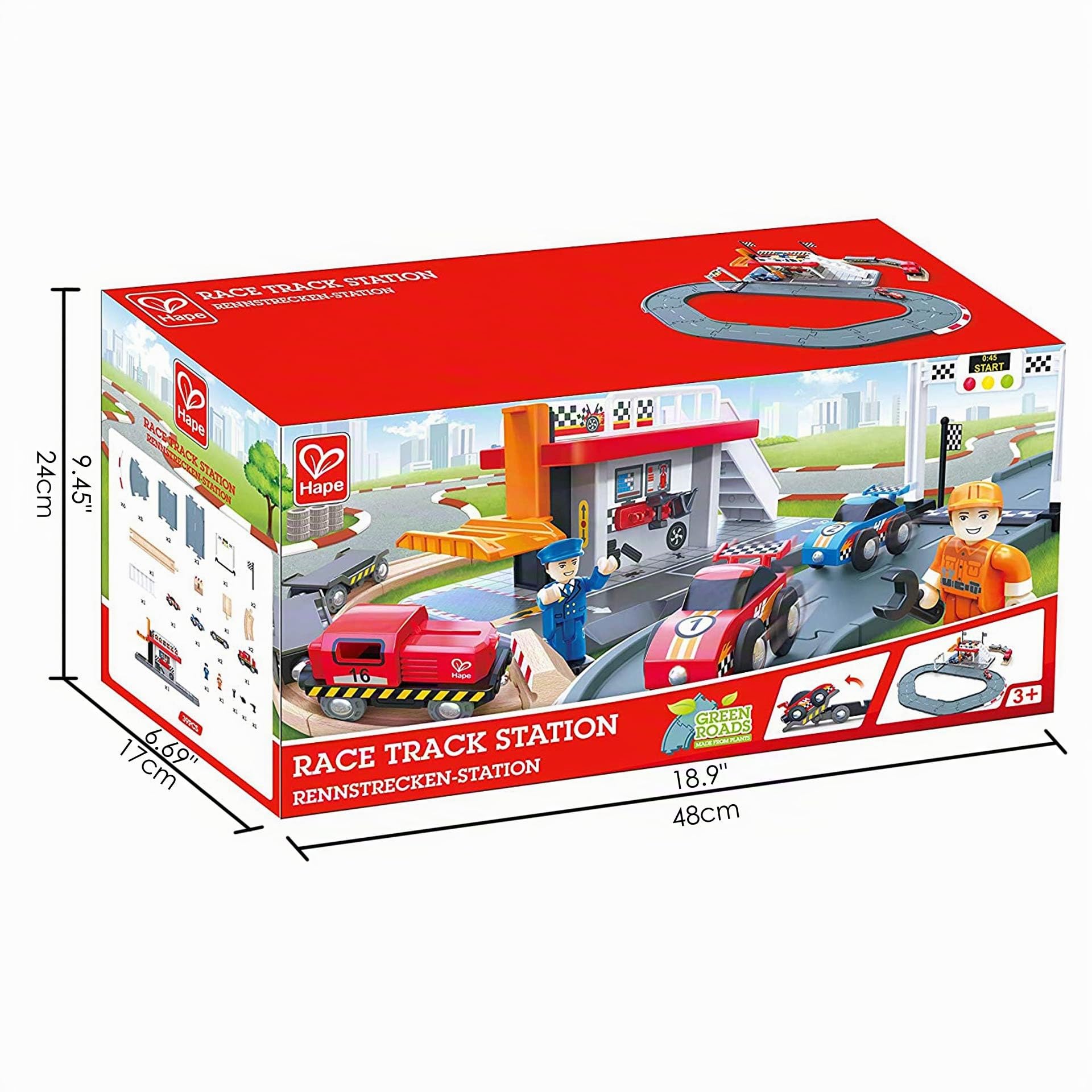 Hape E3734 race track station treno legno