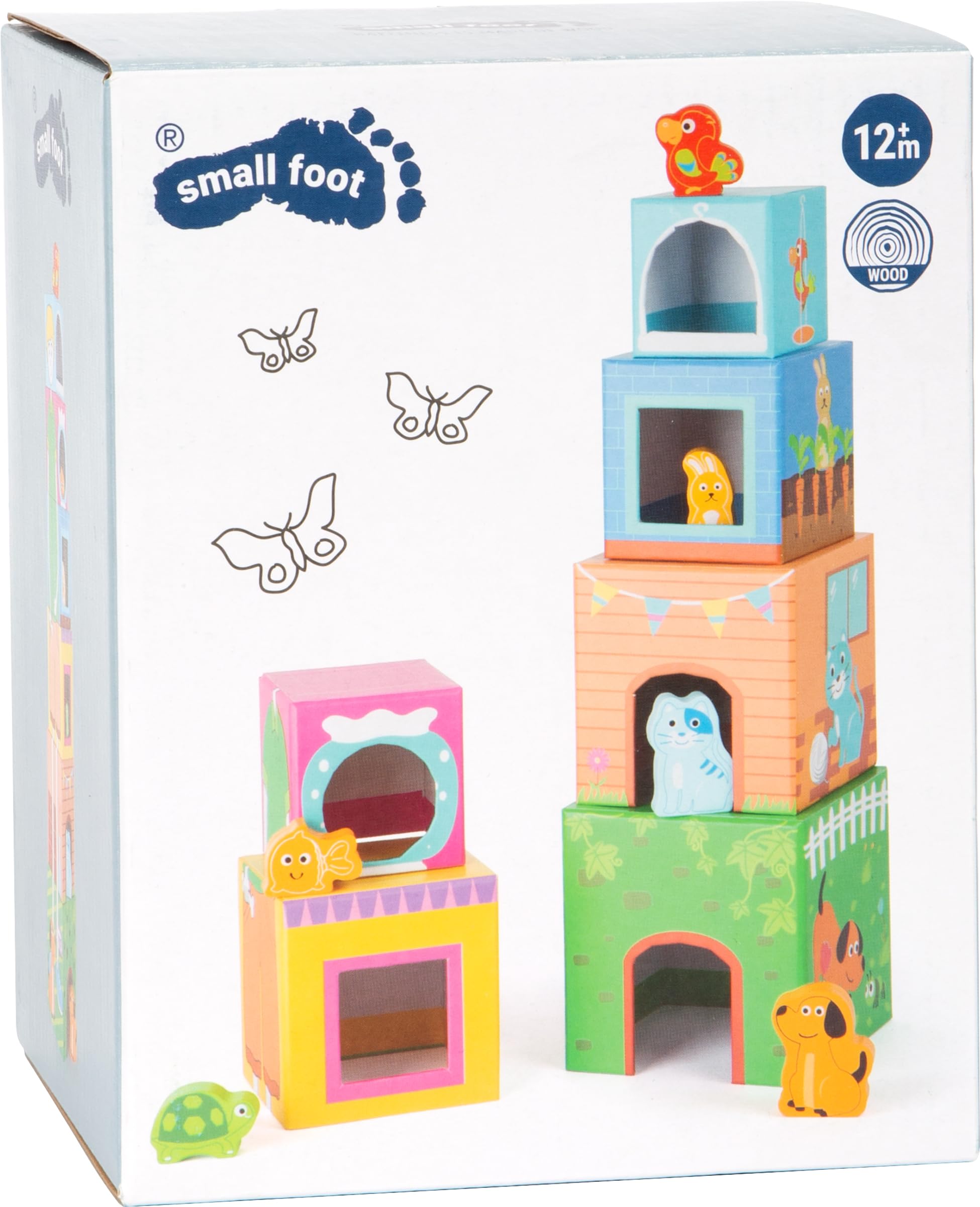 smallfoot Animali Domestici torre impilabile 6 cubi legno