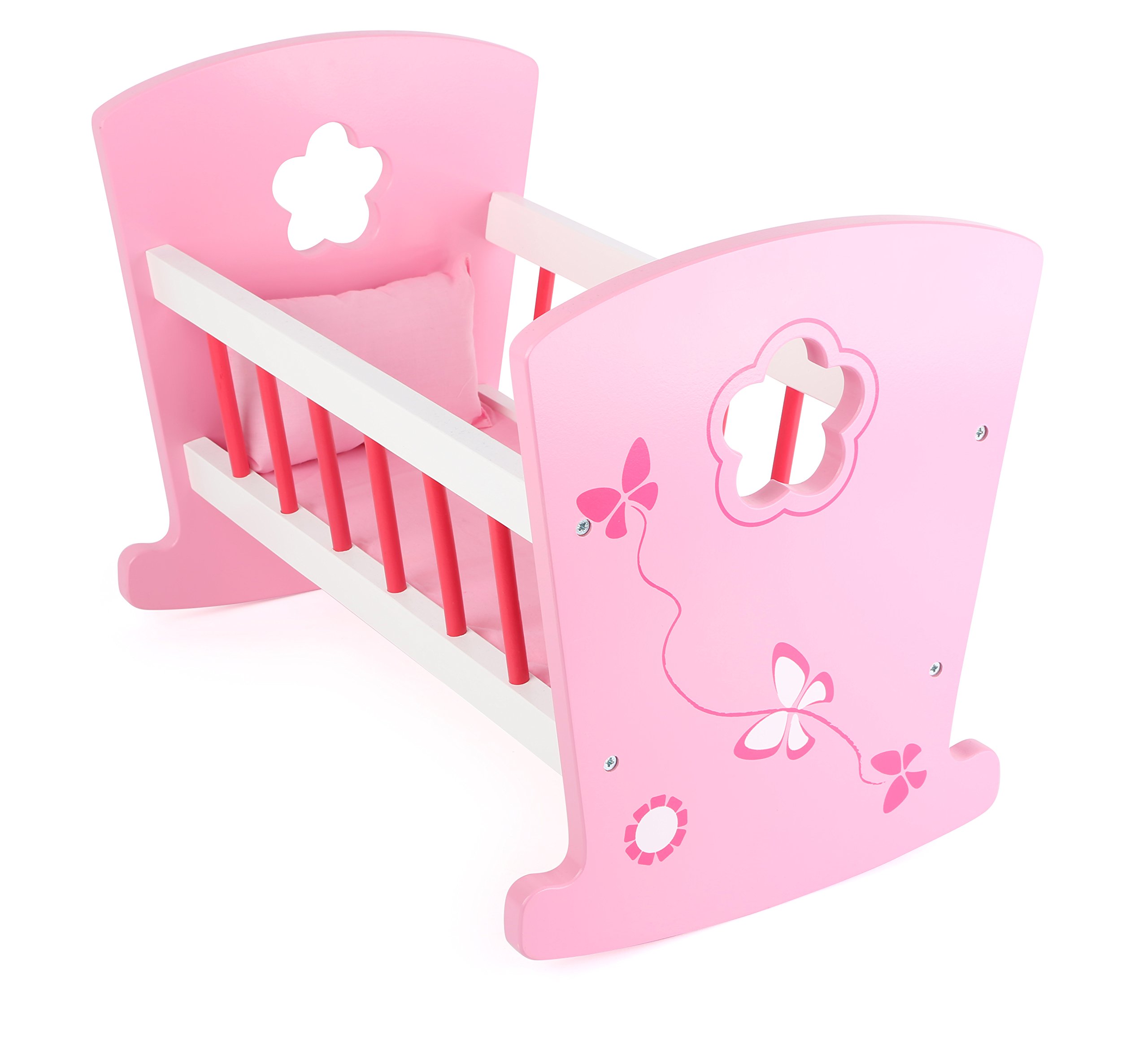 smallfoot 10742 culla bambole legno rosa con cuscino