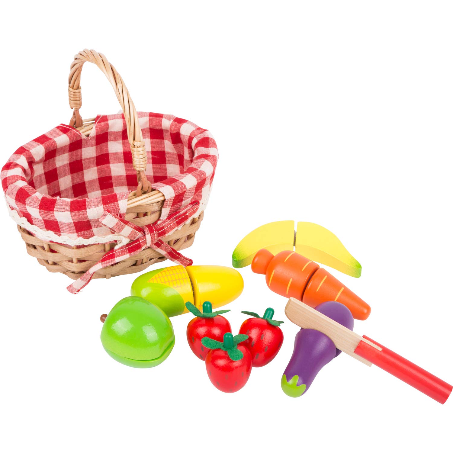 smallfoot Cestino Spesa 11281 frutta da tagliare legno 15 pezzi