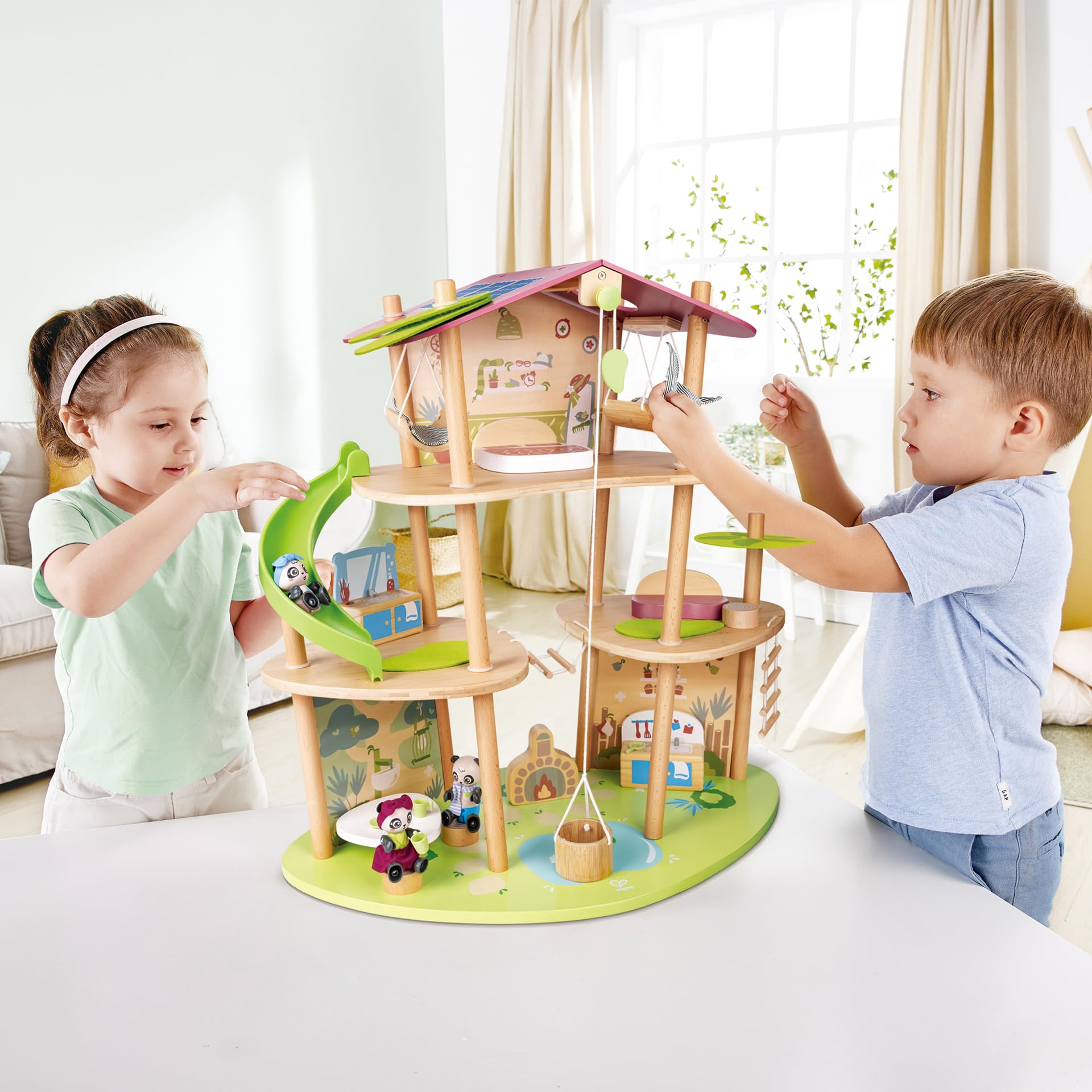 Hape Green Planet Explorers Casa di Bambù dei Panda playset legno 3 piani