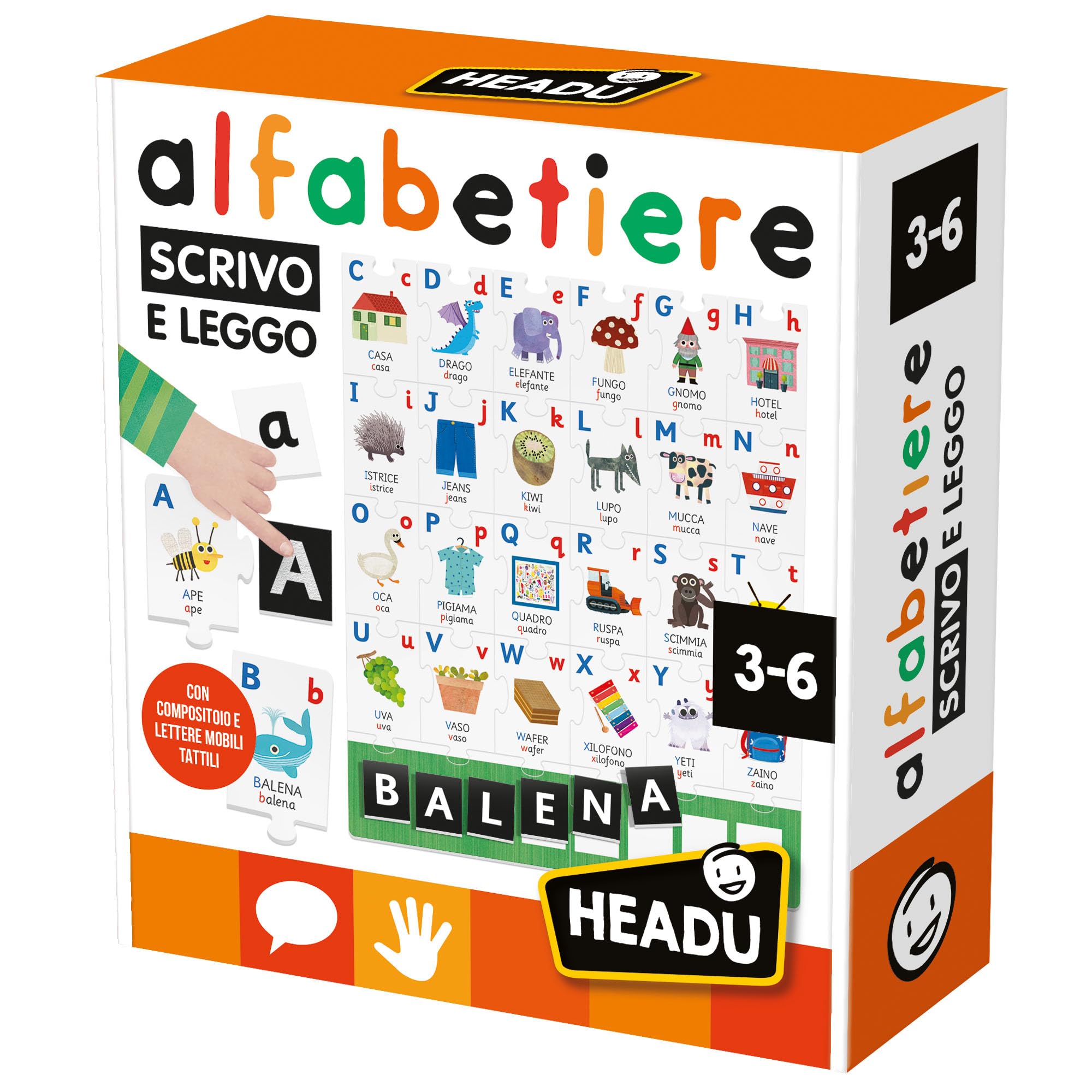 Headu Alfabetiere Scrivo e Leggo gioco tattile 3-6 anni