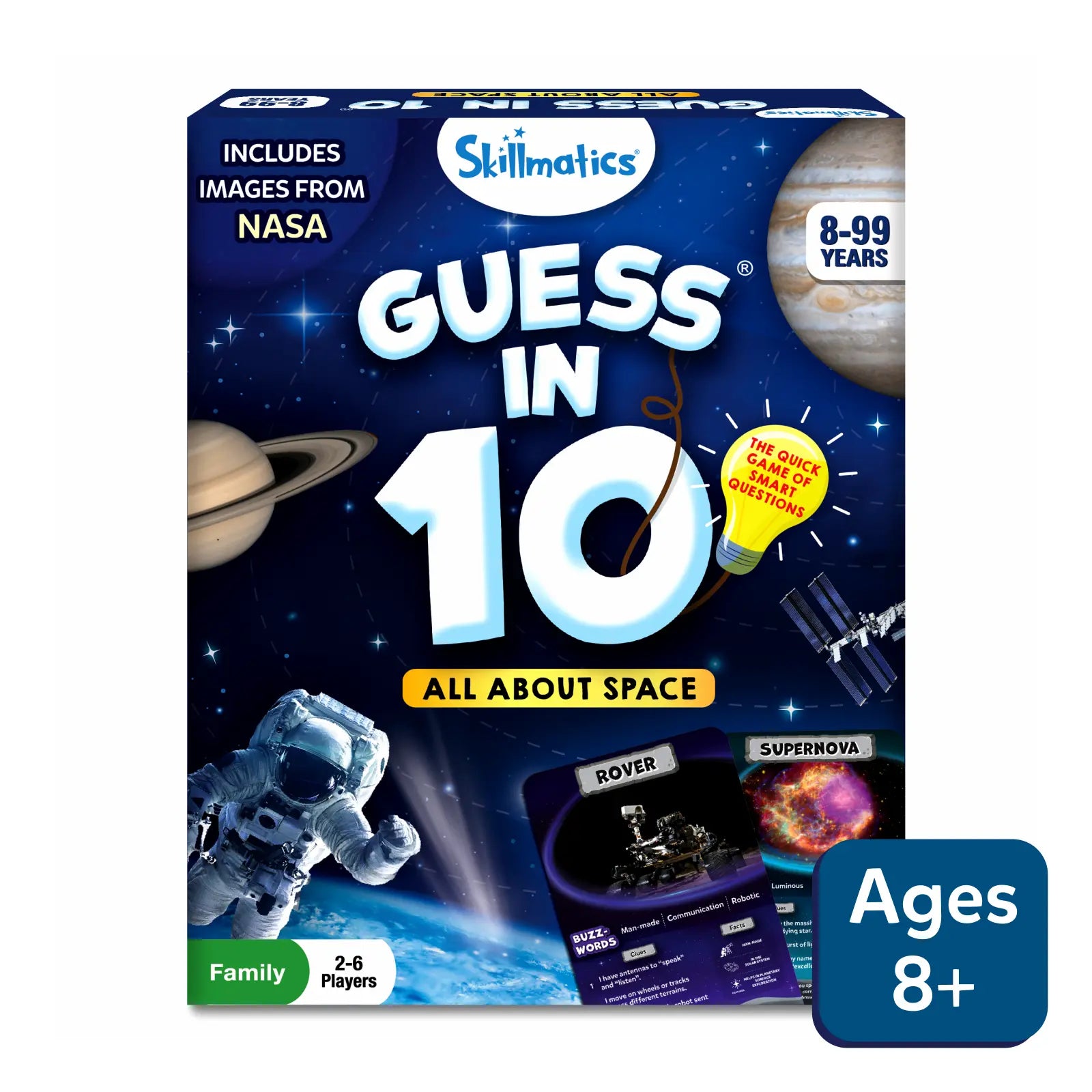 Skillmatics Guess in 10 All About Space gioco di carte quiz spazio