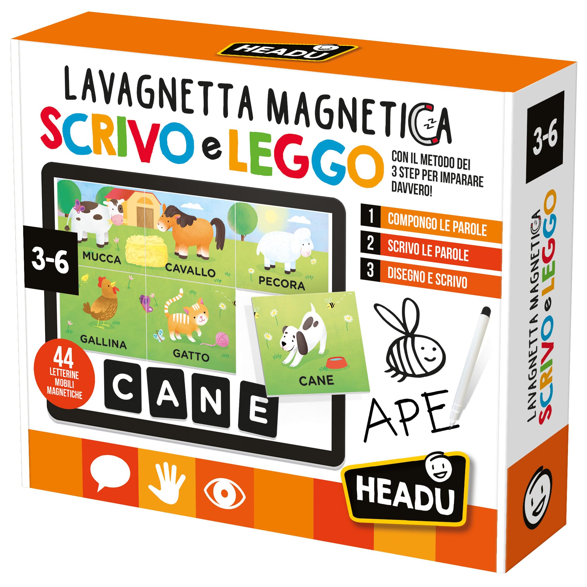Headu Scrivo e Leggo lavagnetta magnetica 3-6 anni lettere
