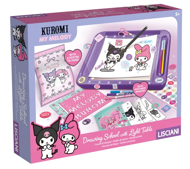 Lisciani Drawing School Kuromi e My Melody tavolo luminoso con ricalco