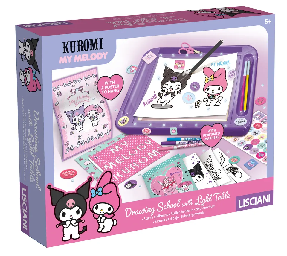Lisciani Drawing School Kuromi e My Melody tavolo luminoso con ricalco
