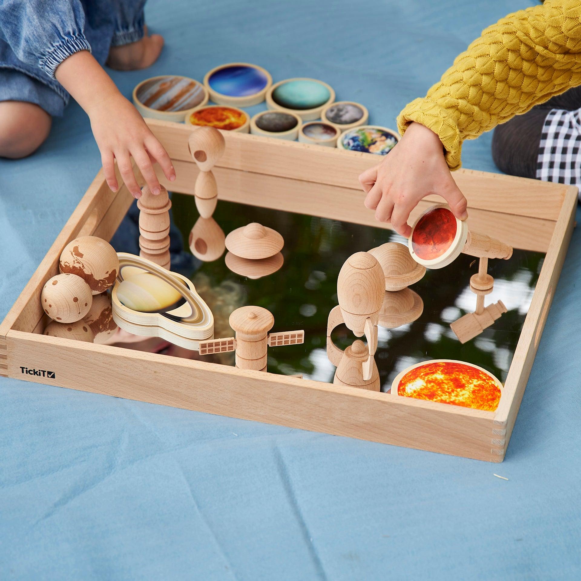 Tickit Wooden Mirror Tray vassoio specchio in legno