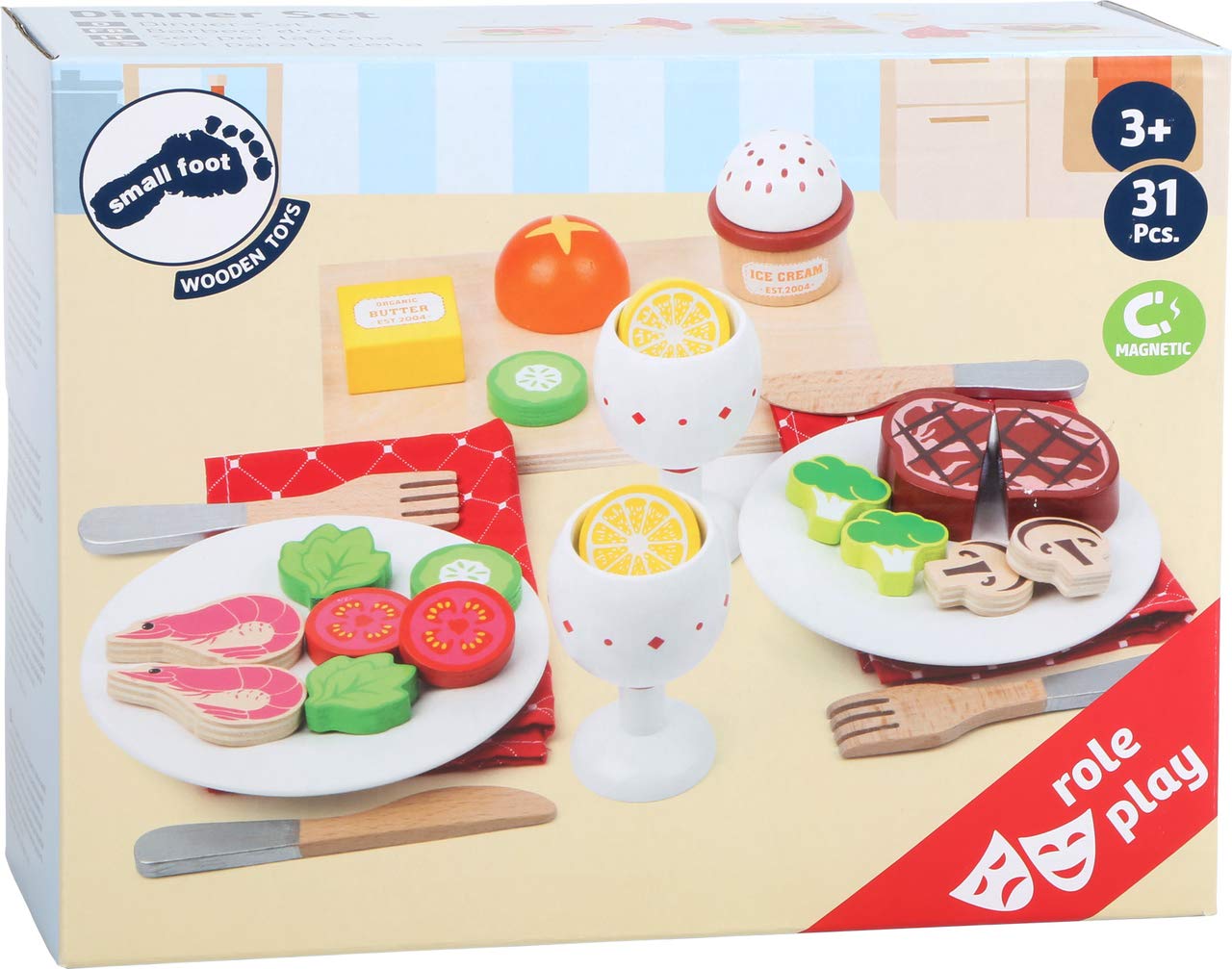 smallfoot set cena gioco cucina in legno