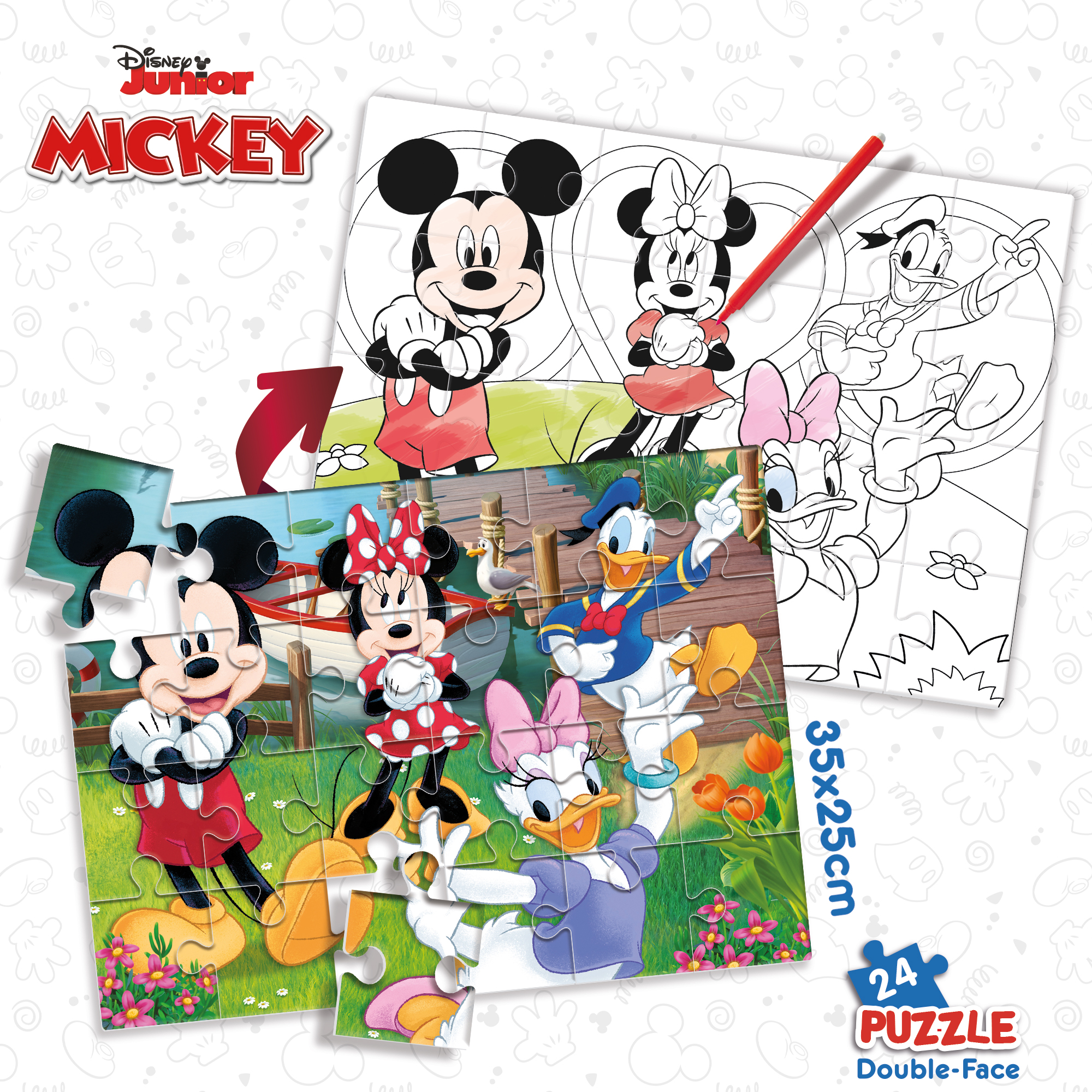 Lisciani Disney DF M-Plus 24 puzzle Mickey da colorare