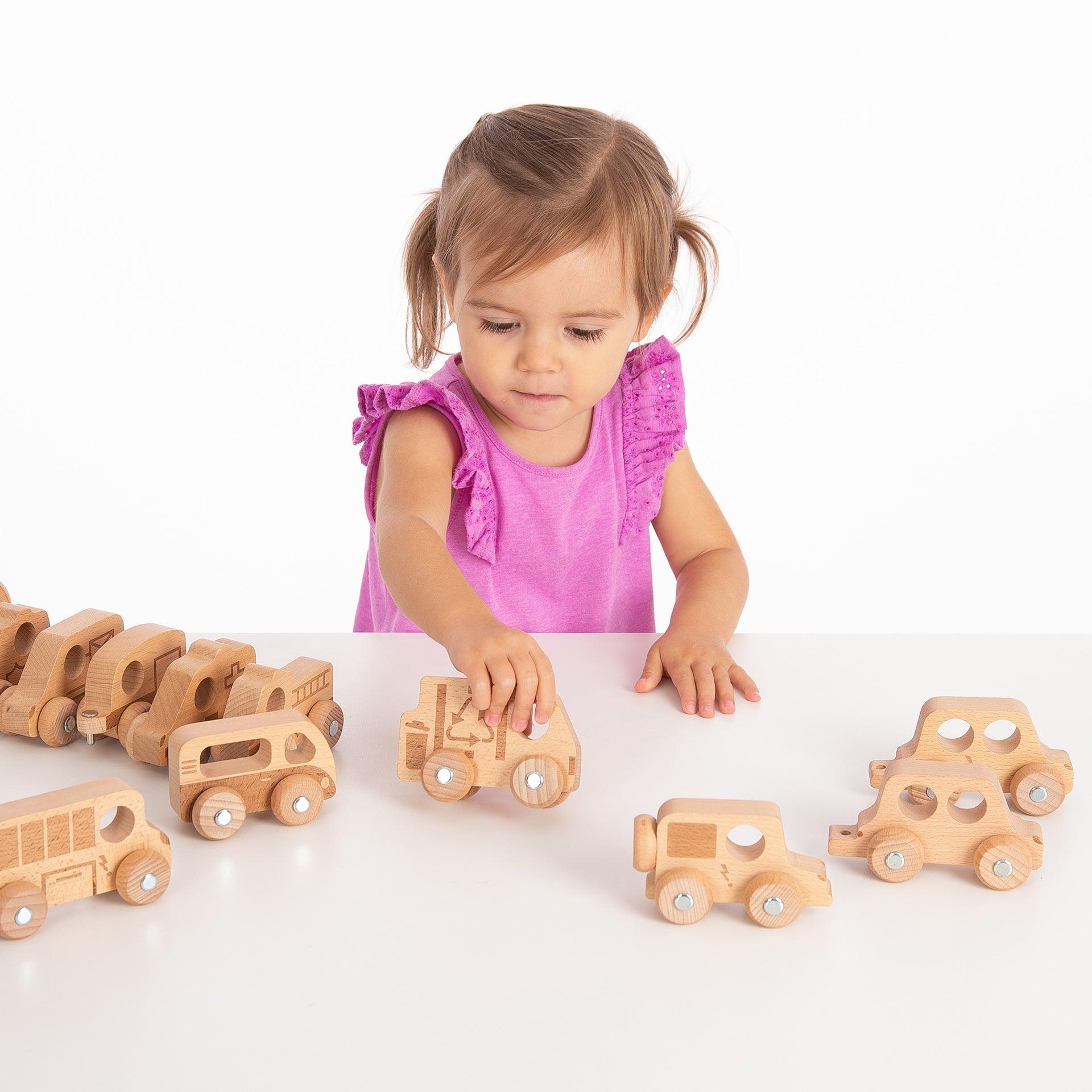 Tickit Natural Wooden Vehicles Set macchinine legno 12 pezzi