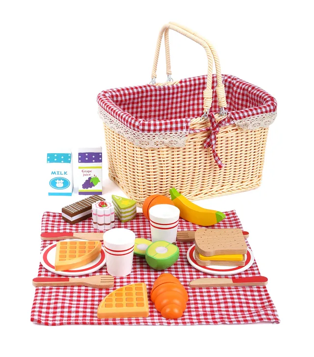 smallfoot cestino picnic gioco cucina legno 27 pezzi
