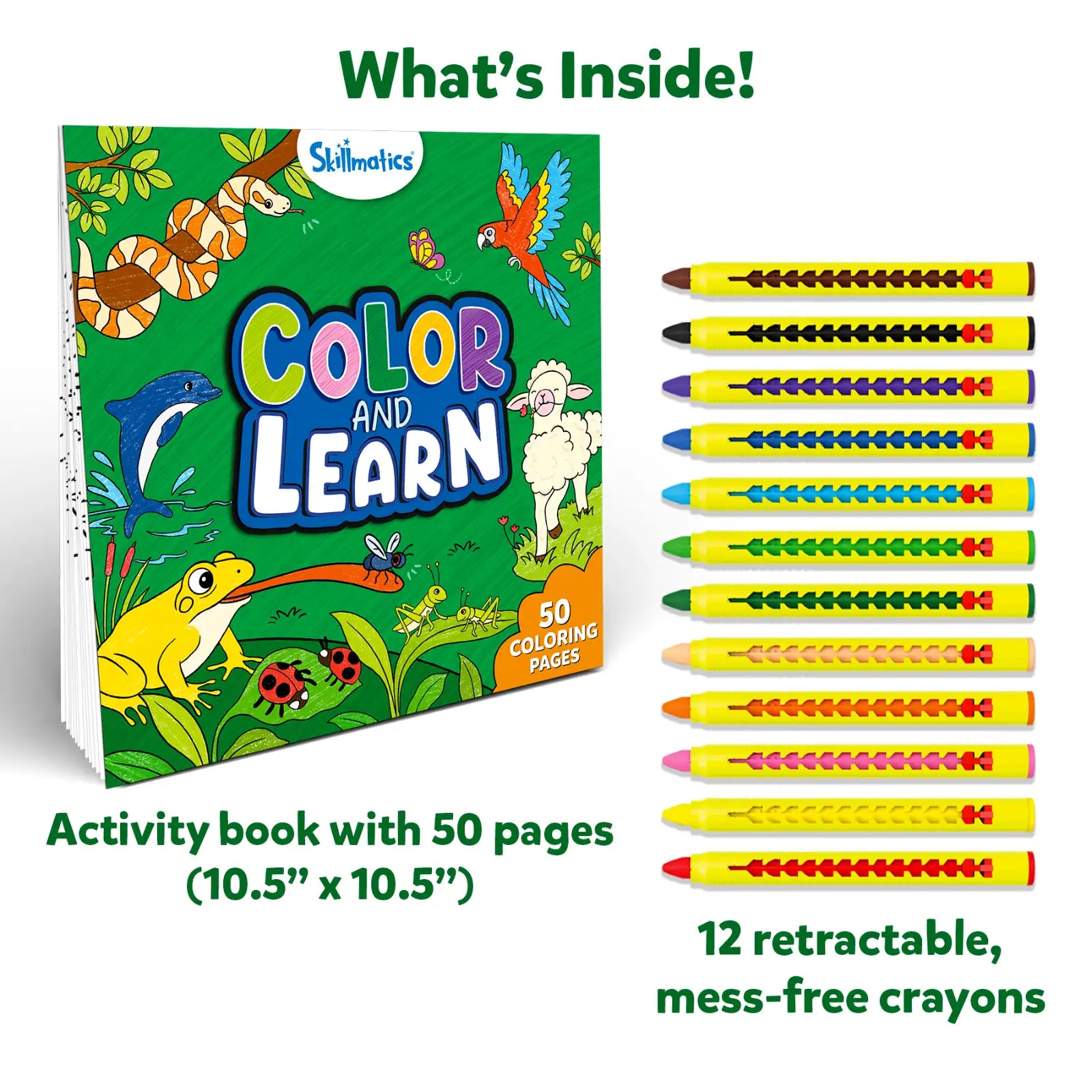 Skillmatics Color and Learn Animals libro da colorare 3-6 anni