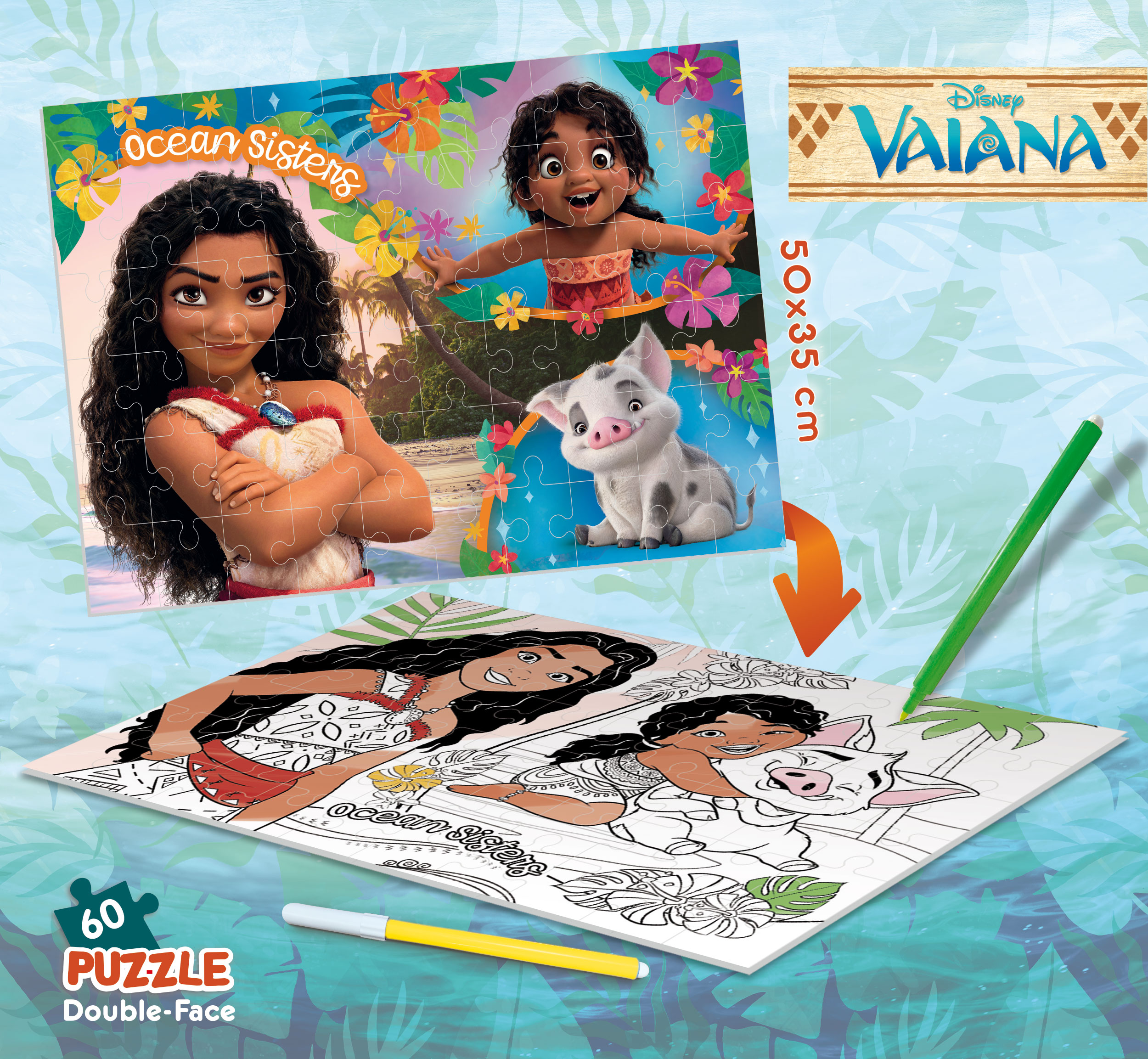 Disney DF Plus 60 Oceania 2 puzzle 60 pezzi da colorare