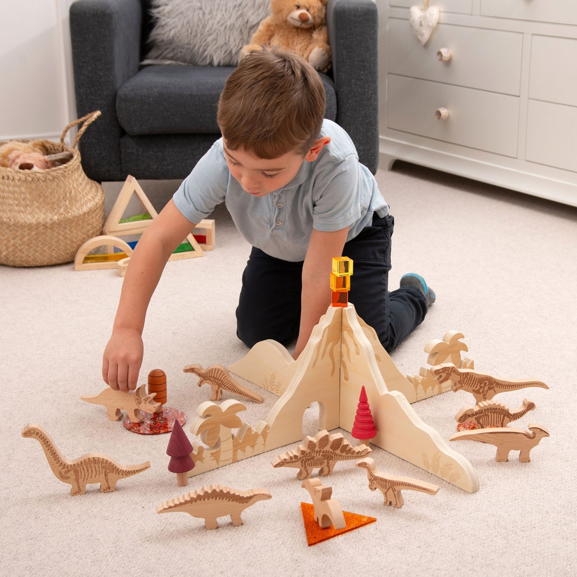 Tickit Jurassic Discovery Dividers scenario dinosauri legno 2 pz