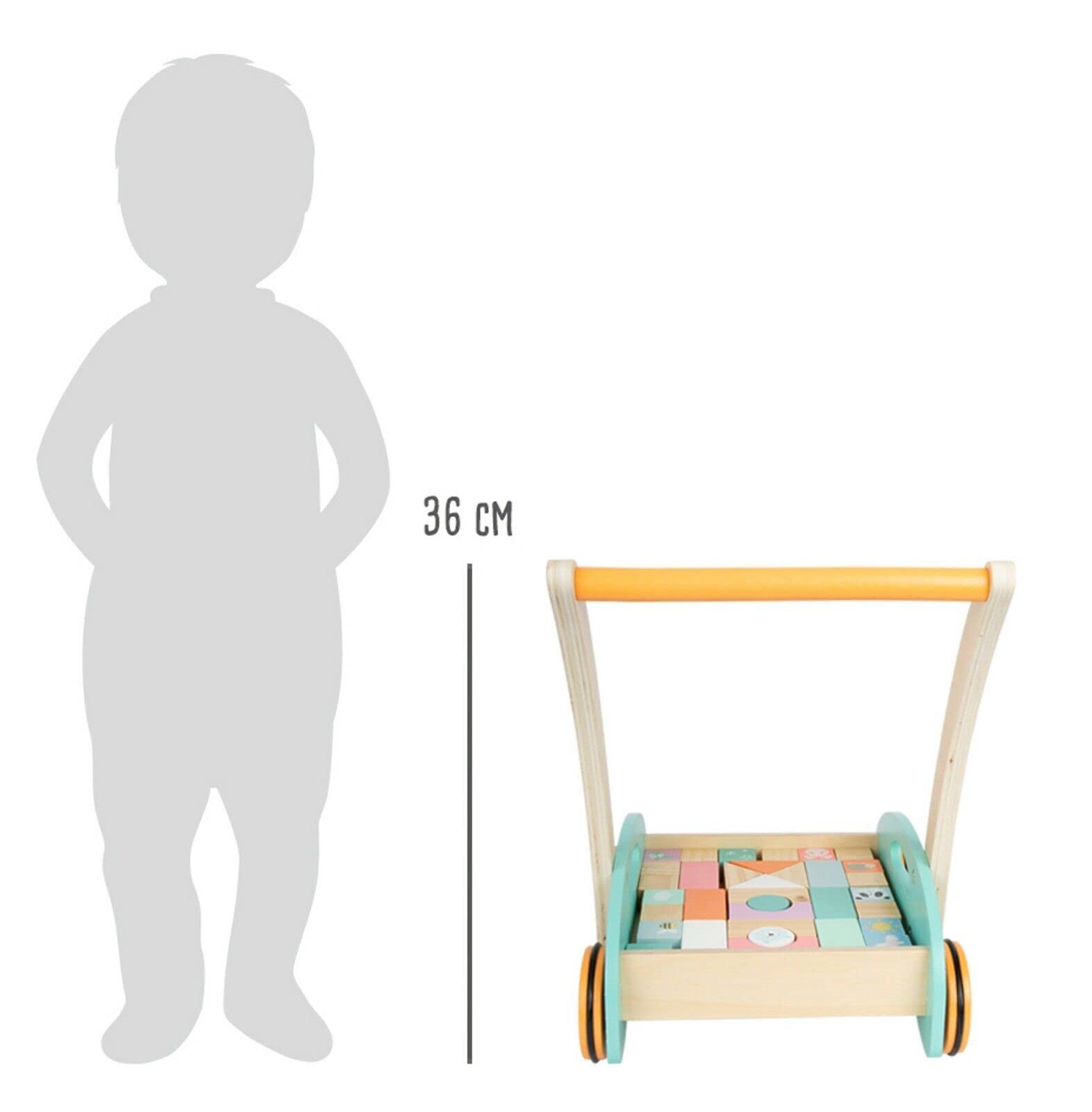 small foot 11766 carrello primipassi legno pastello 34 pezzi