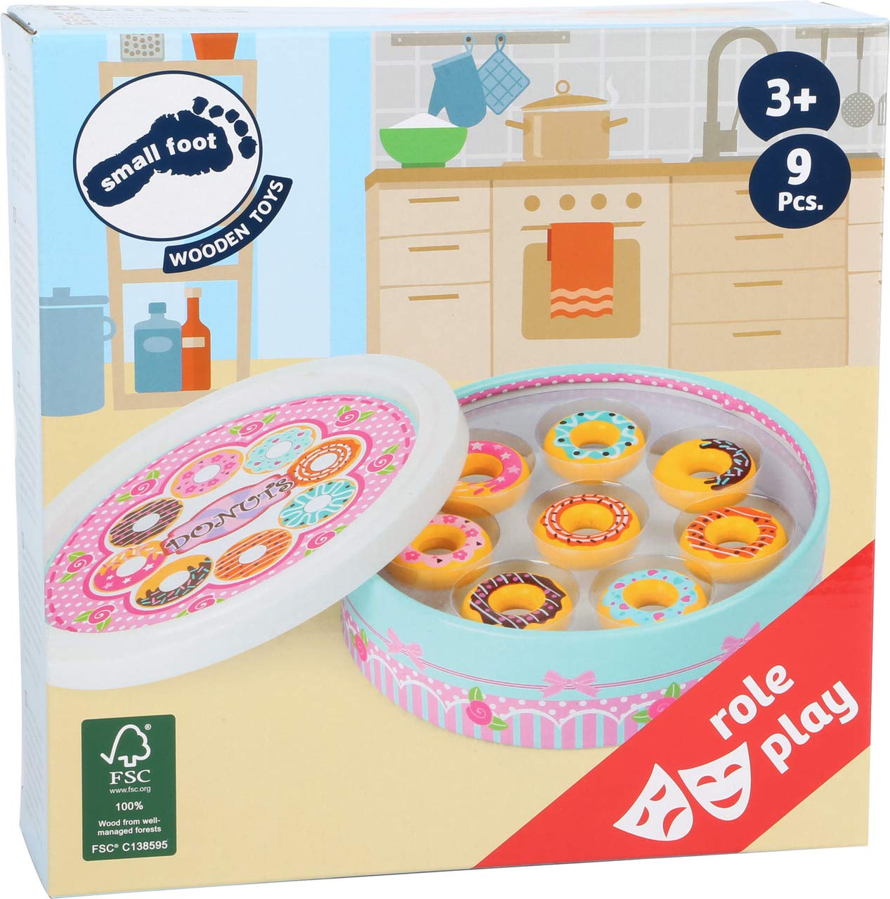 smallfoot 11069 donut giocattolo 8 pezzi legno