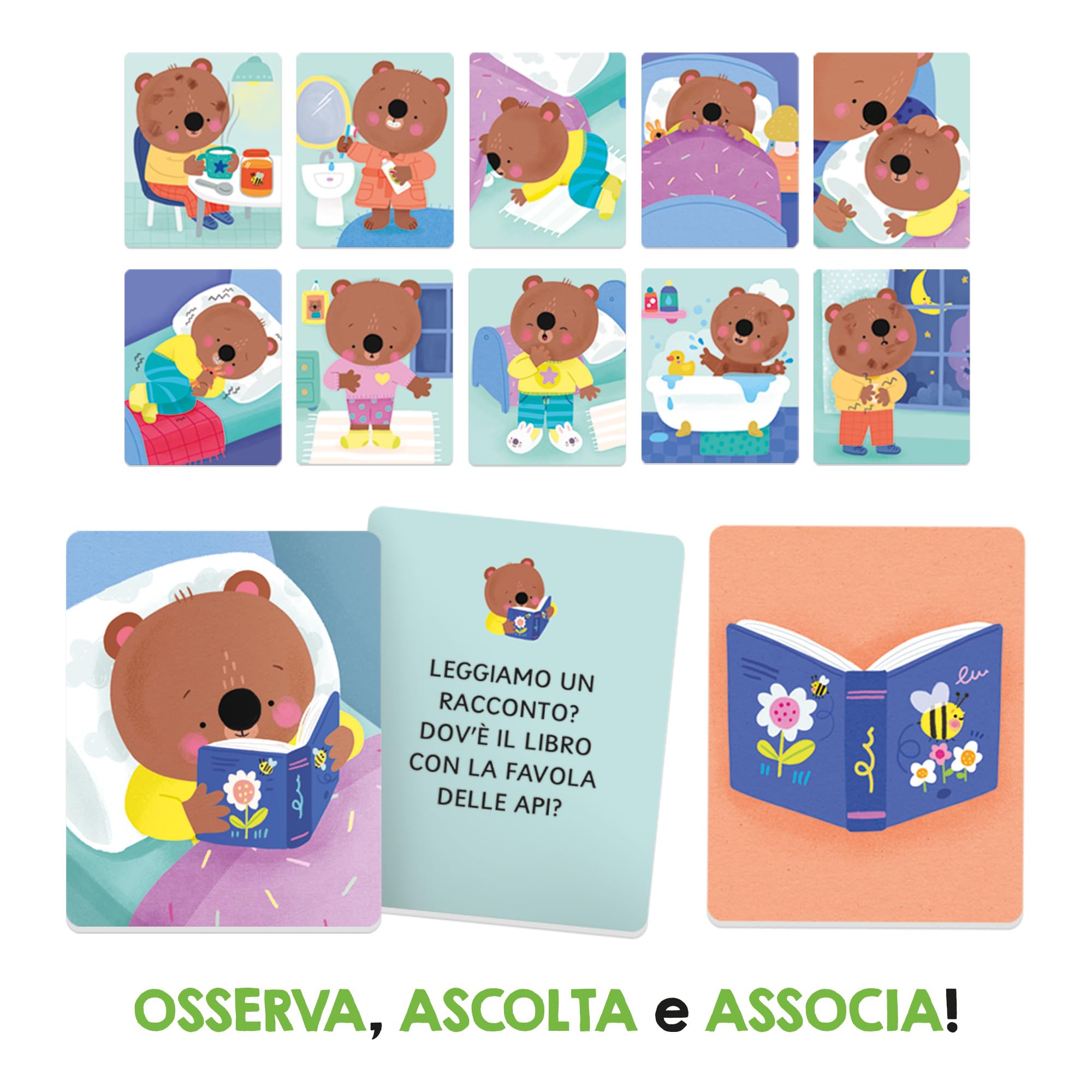 Headu Buonanotte Orsetto Flashcards Baby Routine 1-3 Anni