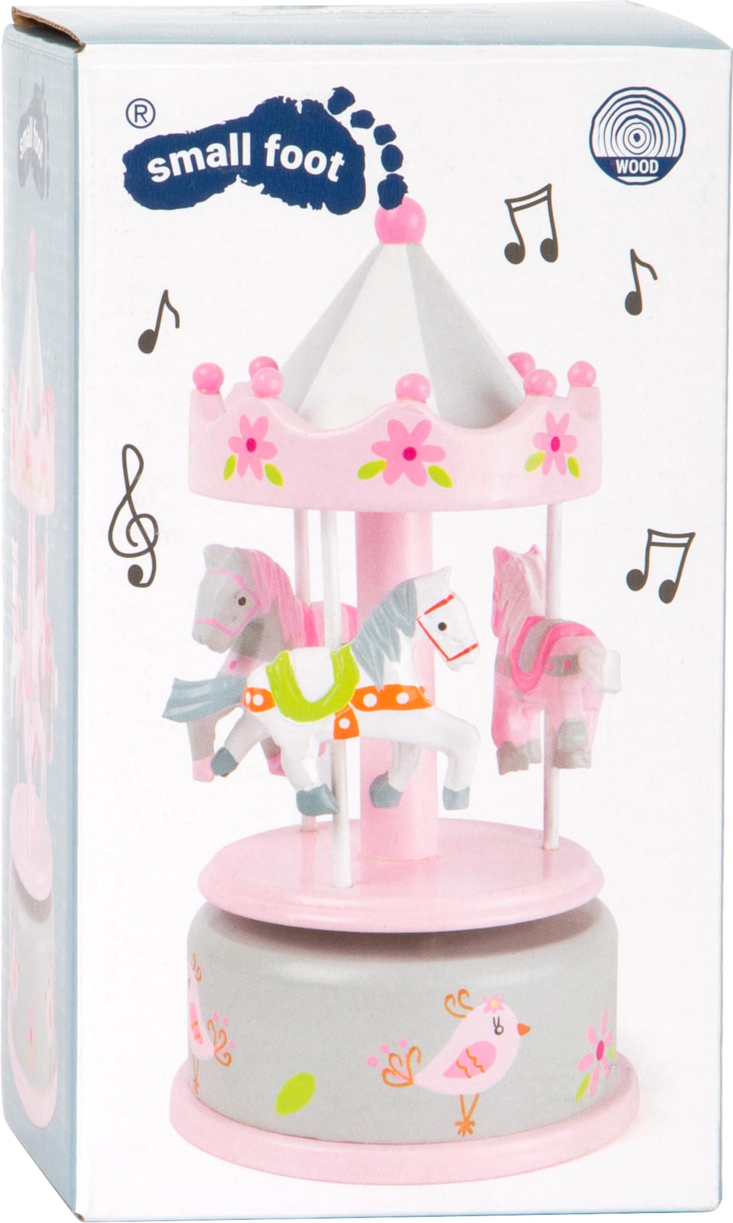 smallfoot Fiore carillon giostra cavalli legno rosa