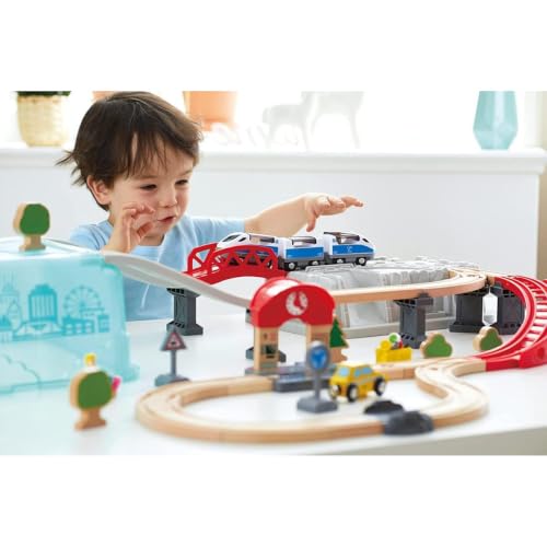 Hape E3771 Set Treno in Città pista legno 48 pezzi