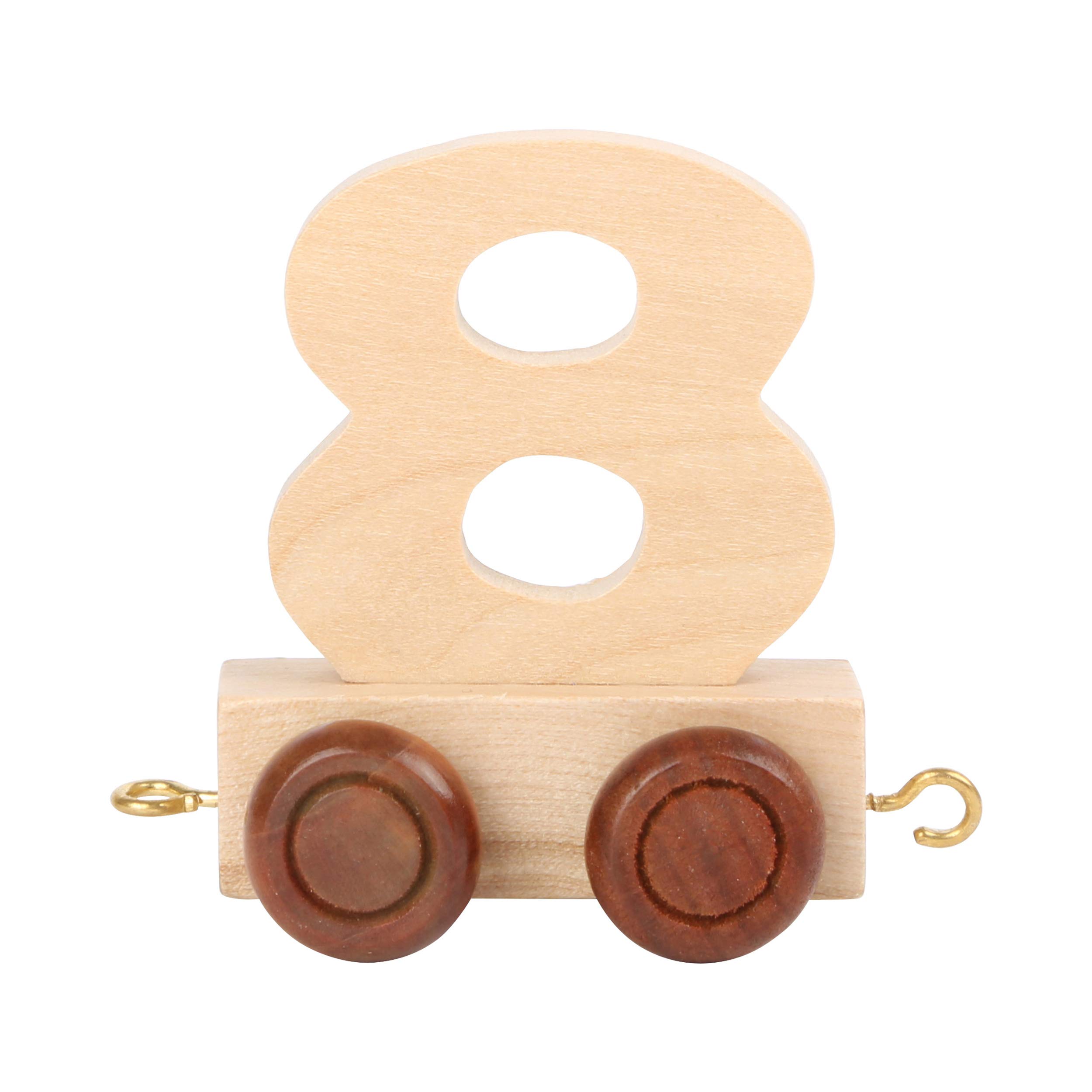 smallfoot 10560 Trenino Numero 8 vagone legno naturale compleanno