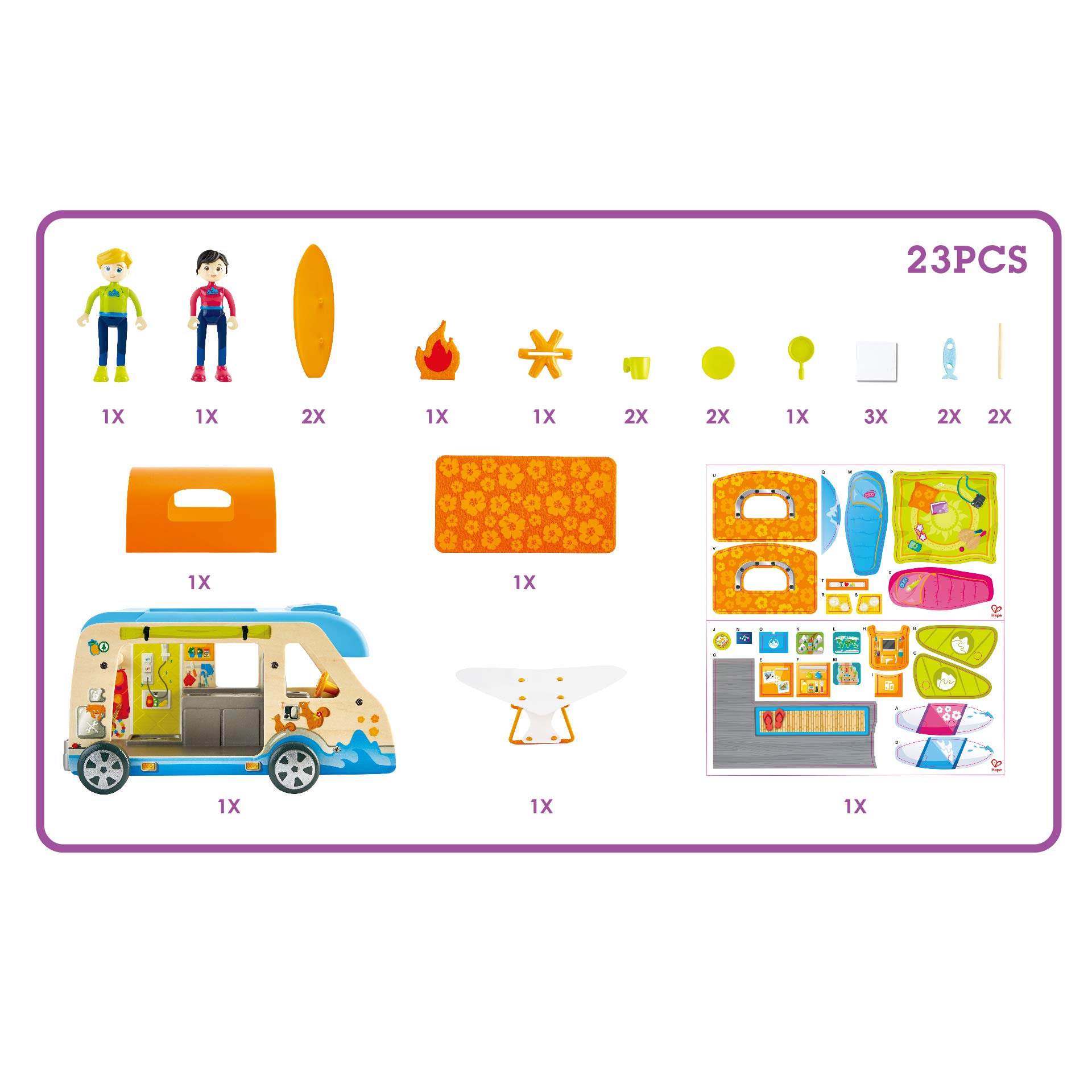 Hape Camper Avventura camper trasformabile con bambole