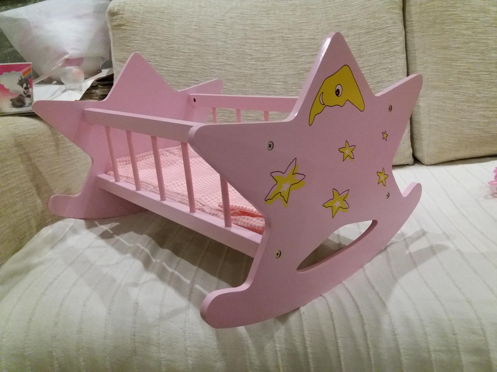 smallfoot Stella culla bambole legno rosa luna e stelle