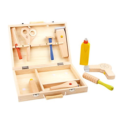 smallfoot 5845 valigetta parrucchiere legno 9 accessori