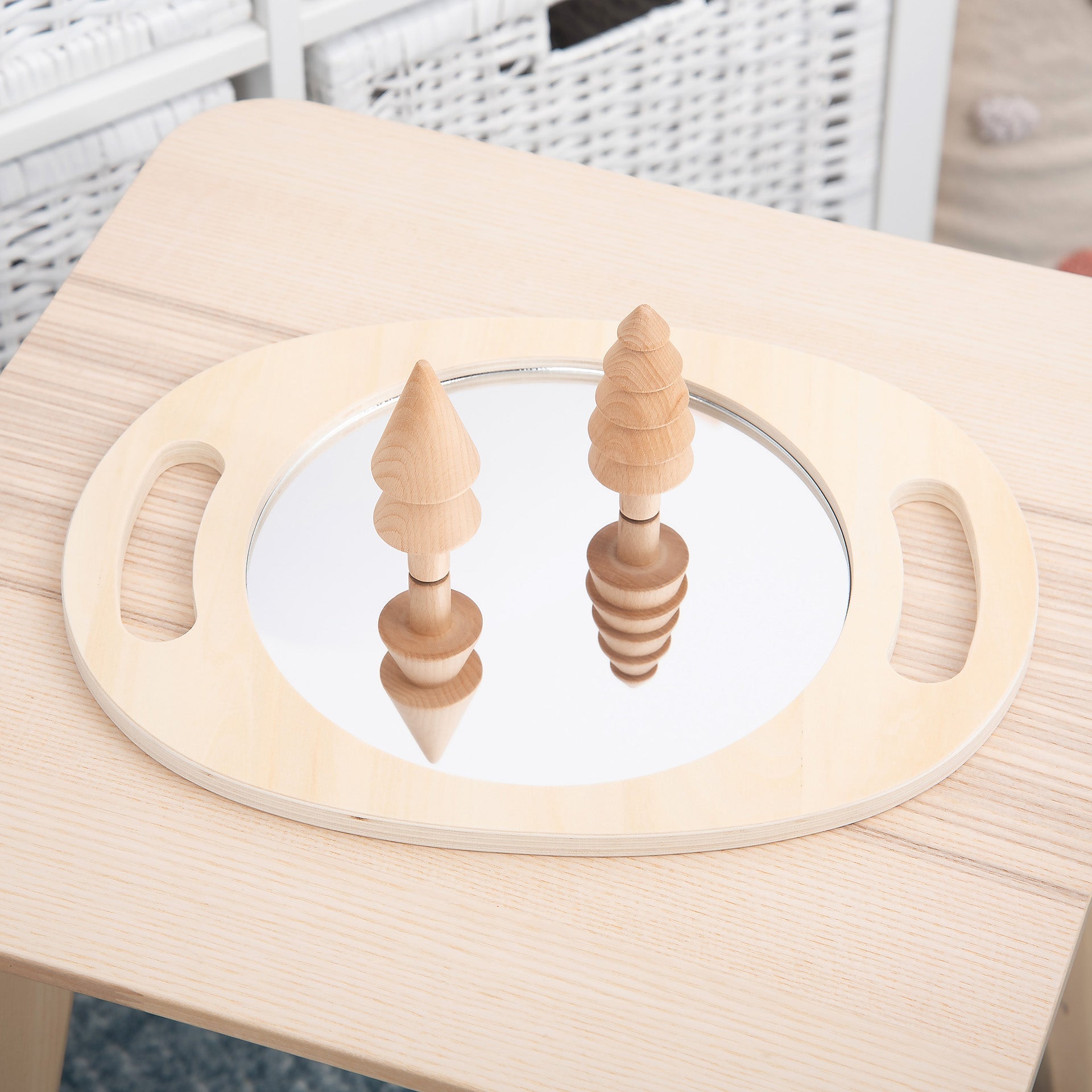 Tickit Hand Held Wooden Mirror specchio a mano legno