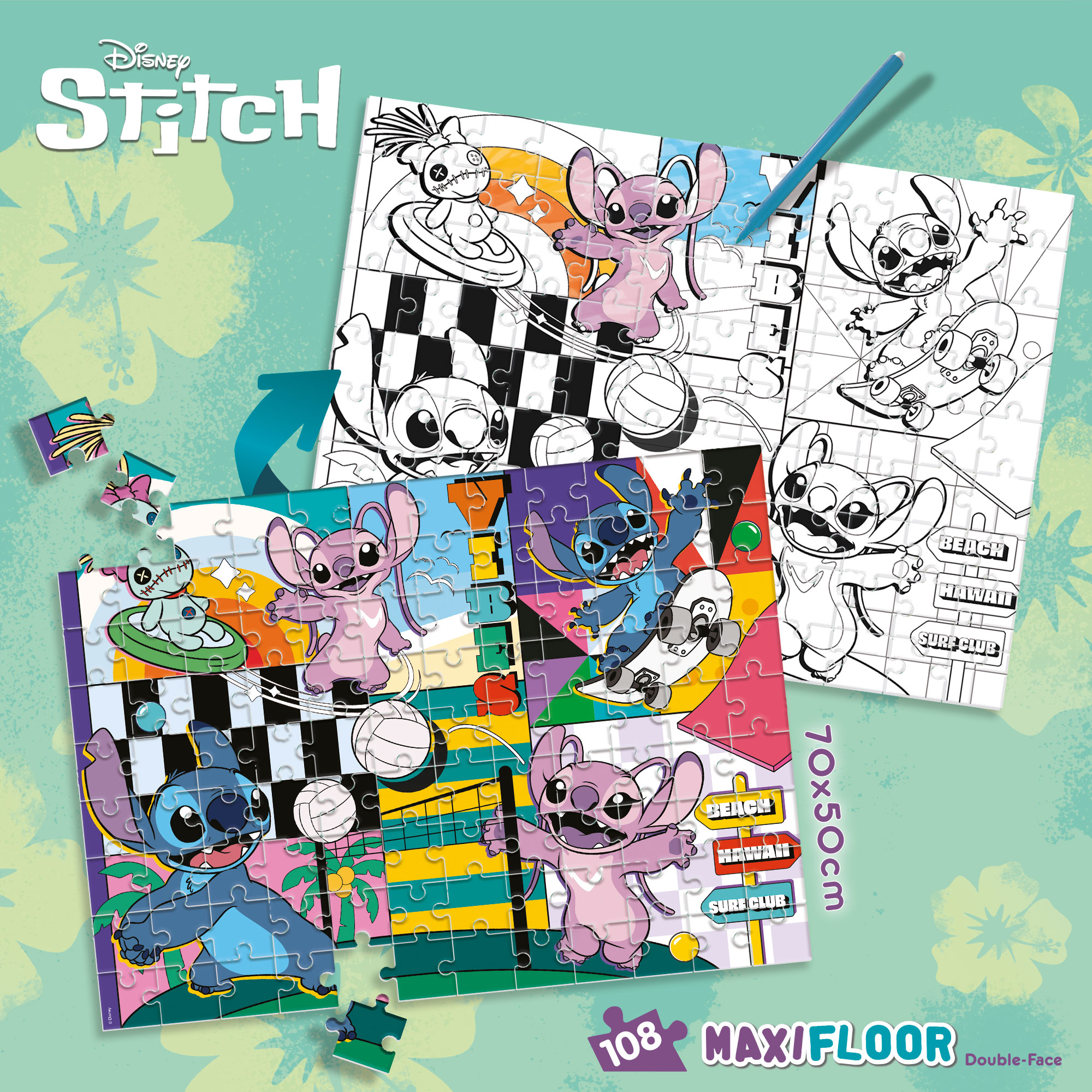 Lisciani Disney Maxifloor 108 puzzle bambini Lilo Stitch