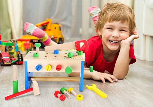 smallfoot 10052 banco attrezzi legno 2 in 1 cassetta bambini 3 anni