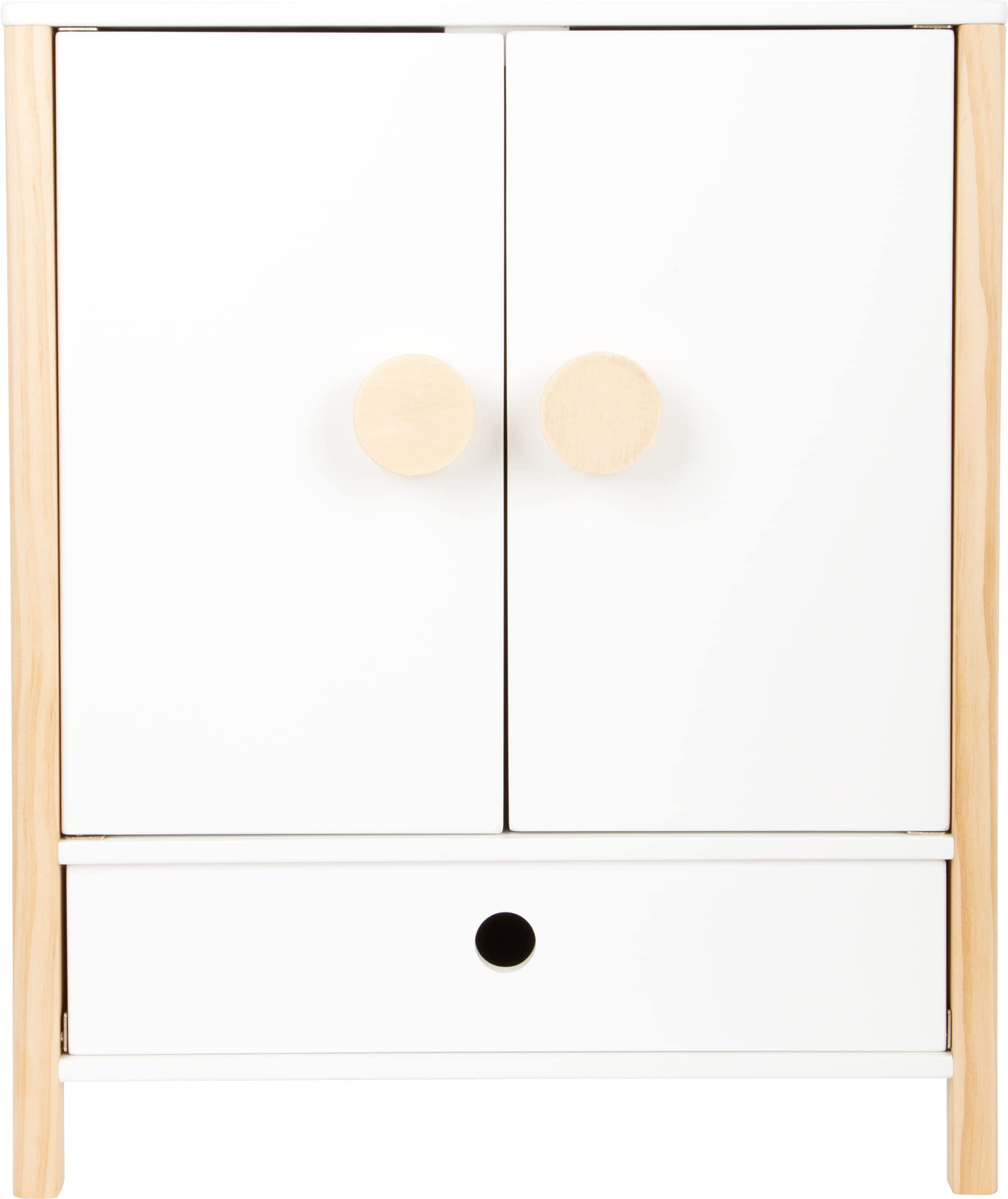smallfoot Little Button Armadio Bambole Legno con Grucce e Cassetto