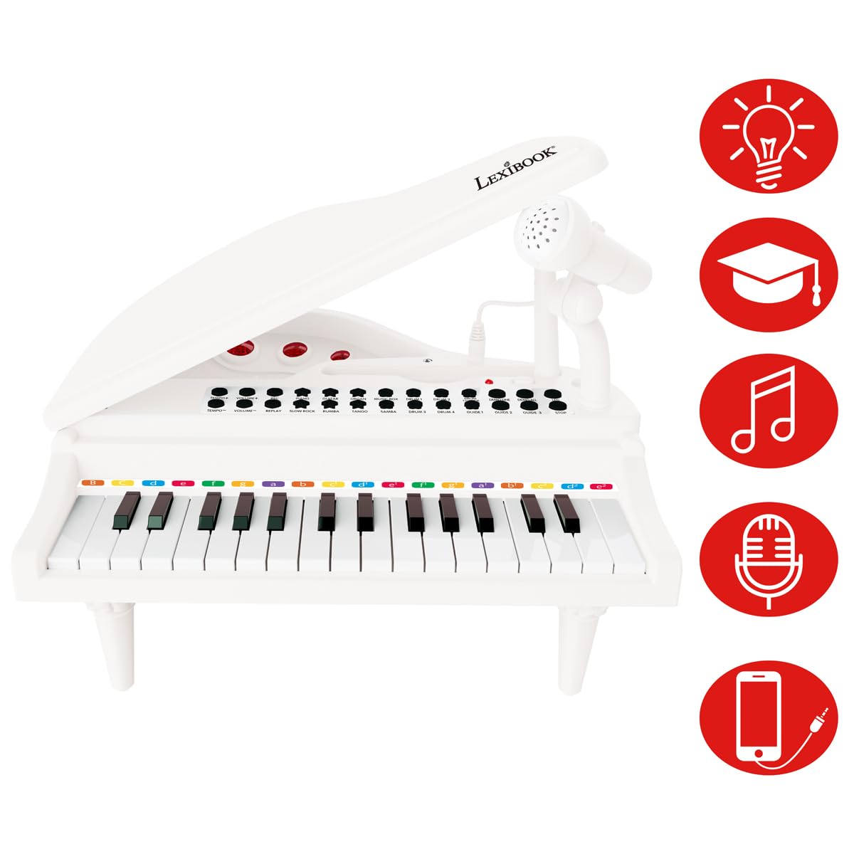 Lexibook K731 mio primo pianoforte bambini bianco 31 tasti