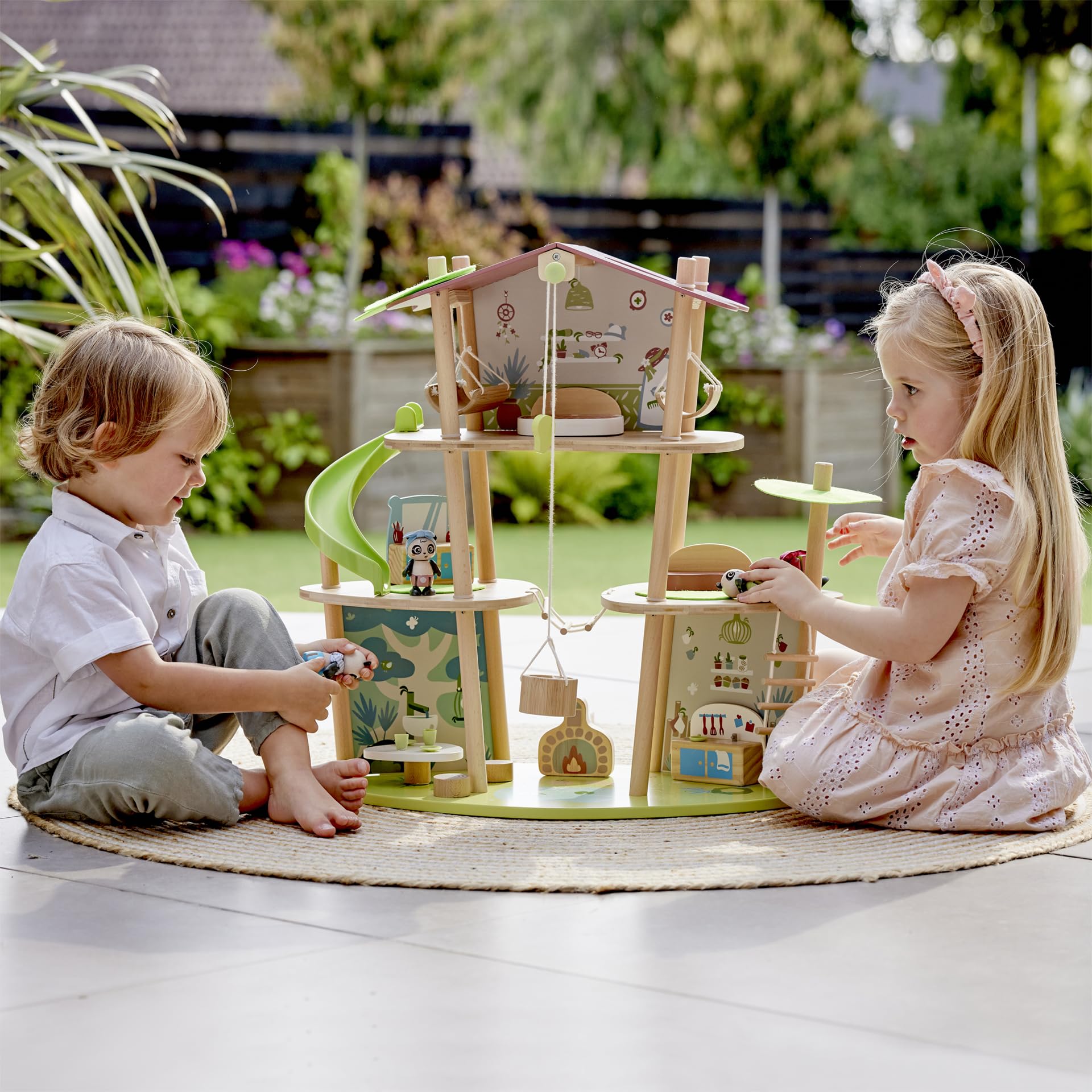 Hape Green Planet Explorers Casa di Bambù dei Panda playset legno 3 piani