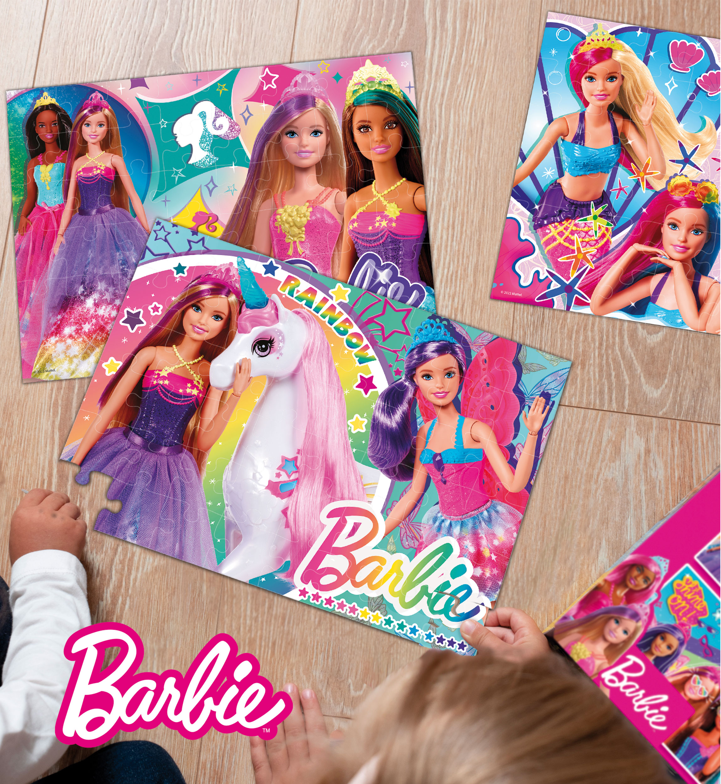 Lisciani Barbie Maxifloor 4x48 puzzle bambini scintillante