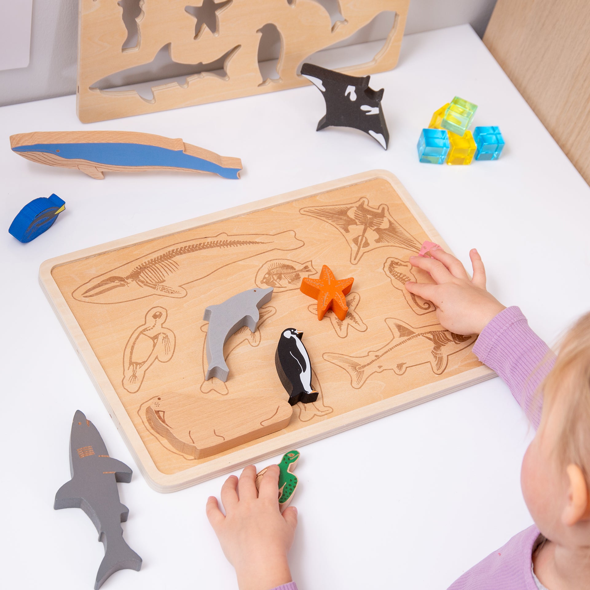 Tickit Ocean Animal Layer puzzle legno 9 animali oceano